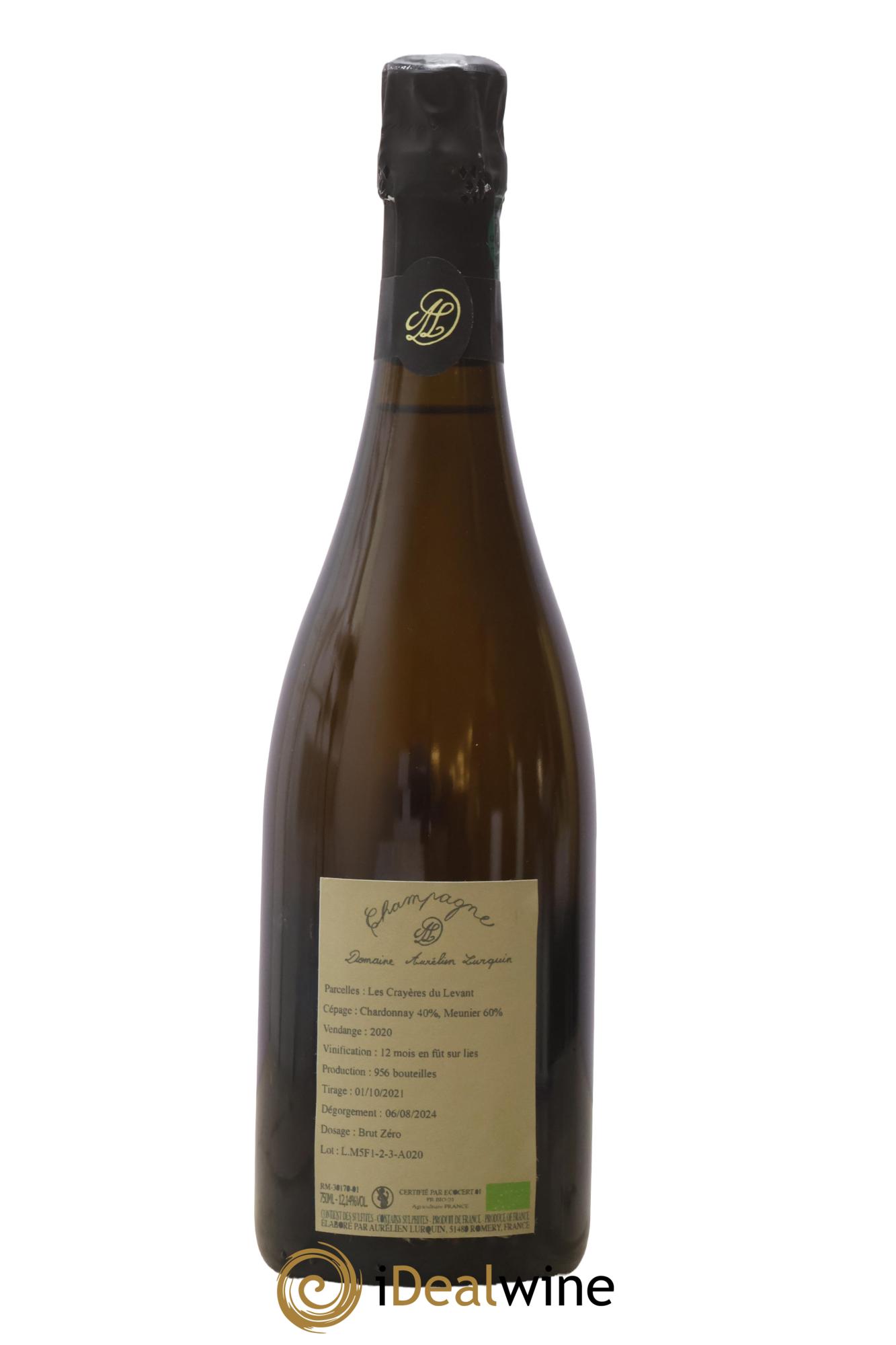 Chardonnay Les Crayères du Levant Aurélien Lurquin 2020 - Lotto di 1 bottiglia - 1