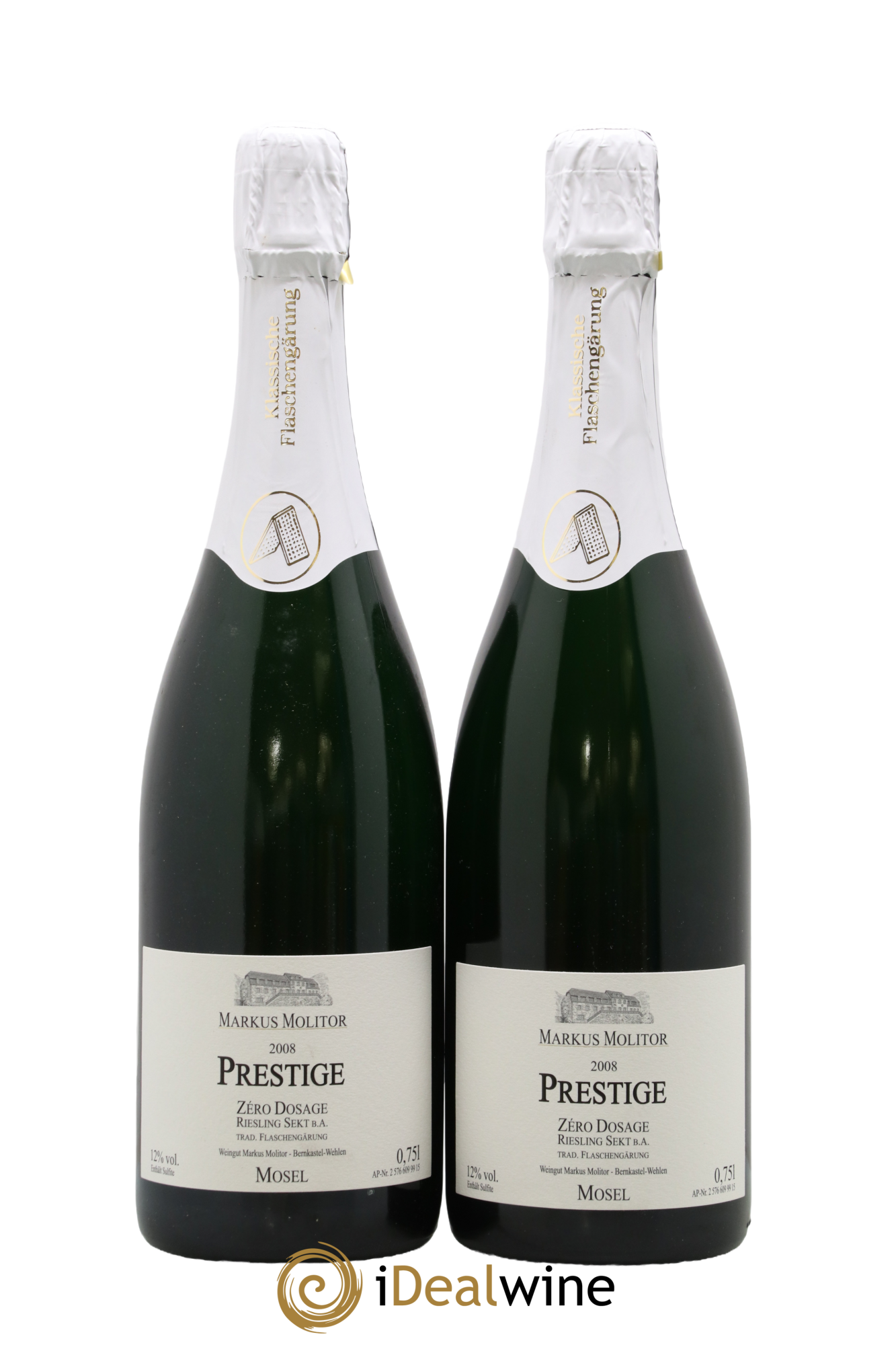 Allemagne Mosel Sekt Prestige Zero Dosage Markus Molitor 2008 - Lotto di 2 bottiglie - 0