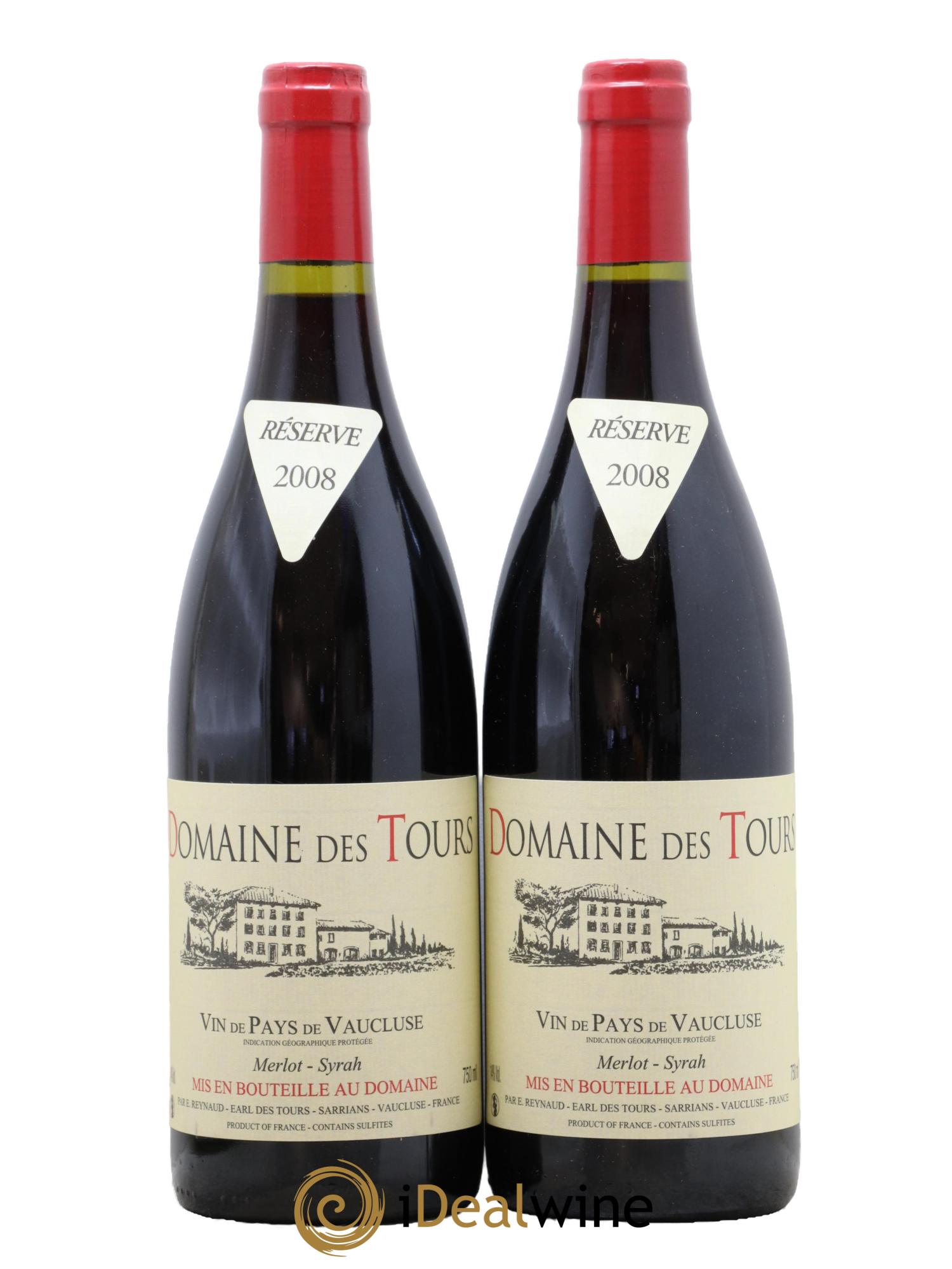 Vaucluse Domaine des Tours Merlot-Syrah Emmanuel Reynaud 2008 - Lot de 2 bouteilles - 0