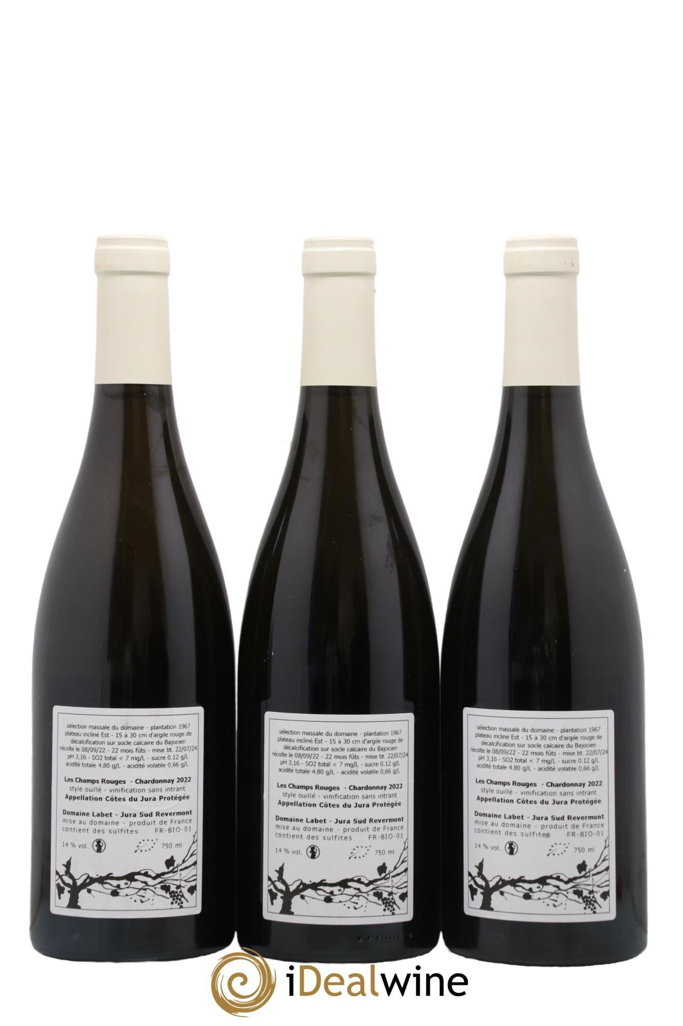 Côtes du Jura Chardonnay Les Champs Rouges Romain - Julien - Charline Labet 2022 - Posten von 3 Flaschen - 1