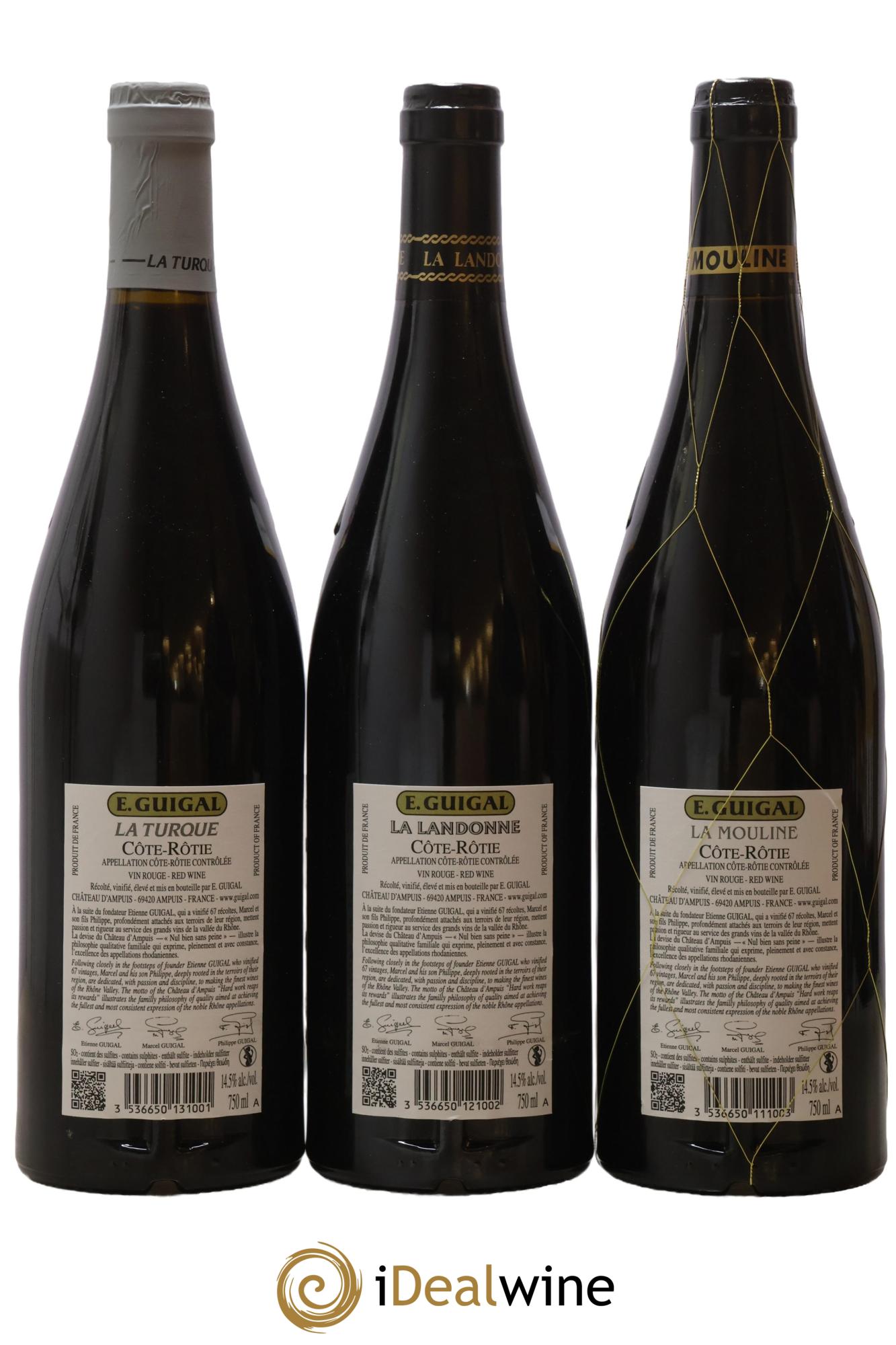 Côte-Rôtie Guigal Trilogie La Turque - La Landonne - La Mouline 2019 - Lot de 3 bouteilles - 1