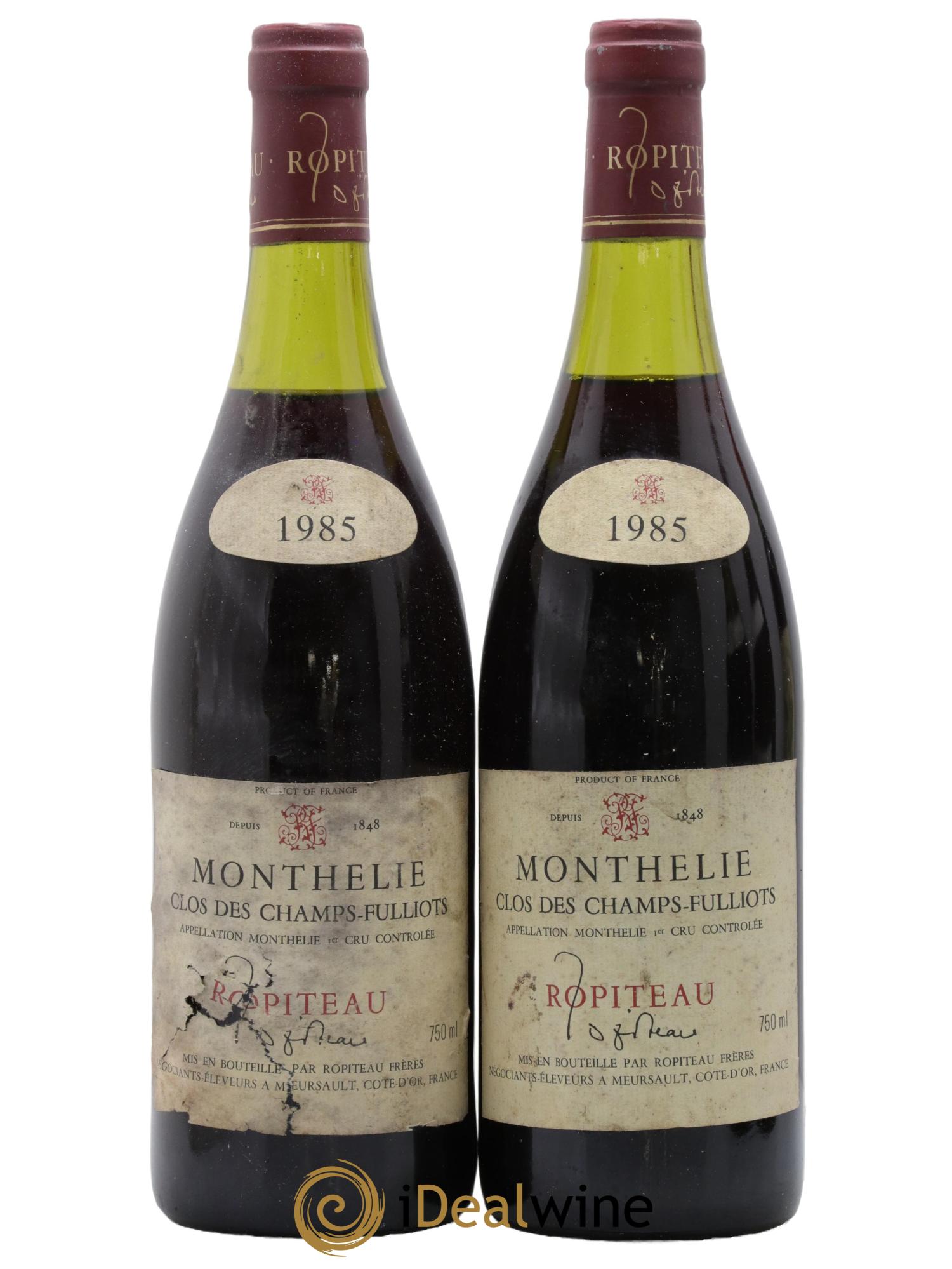 Monthélie 1er Cru Clos Des Champs Fulliots Ropiteau 1985 - Lot de 2 bouteilles - 0
