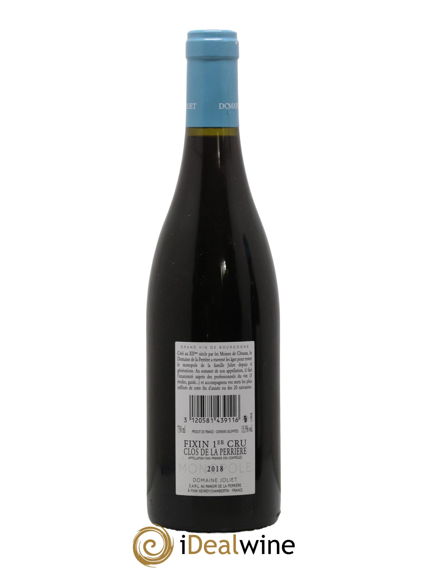 Fixin 1er Cru Clos de la Perrière Joliet Père & Fils (Domaine) 2018 - Lot de 1 bouteille - 1