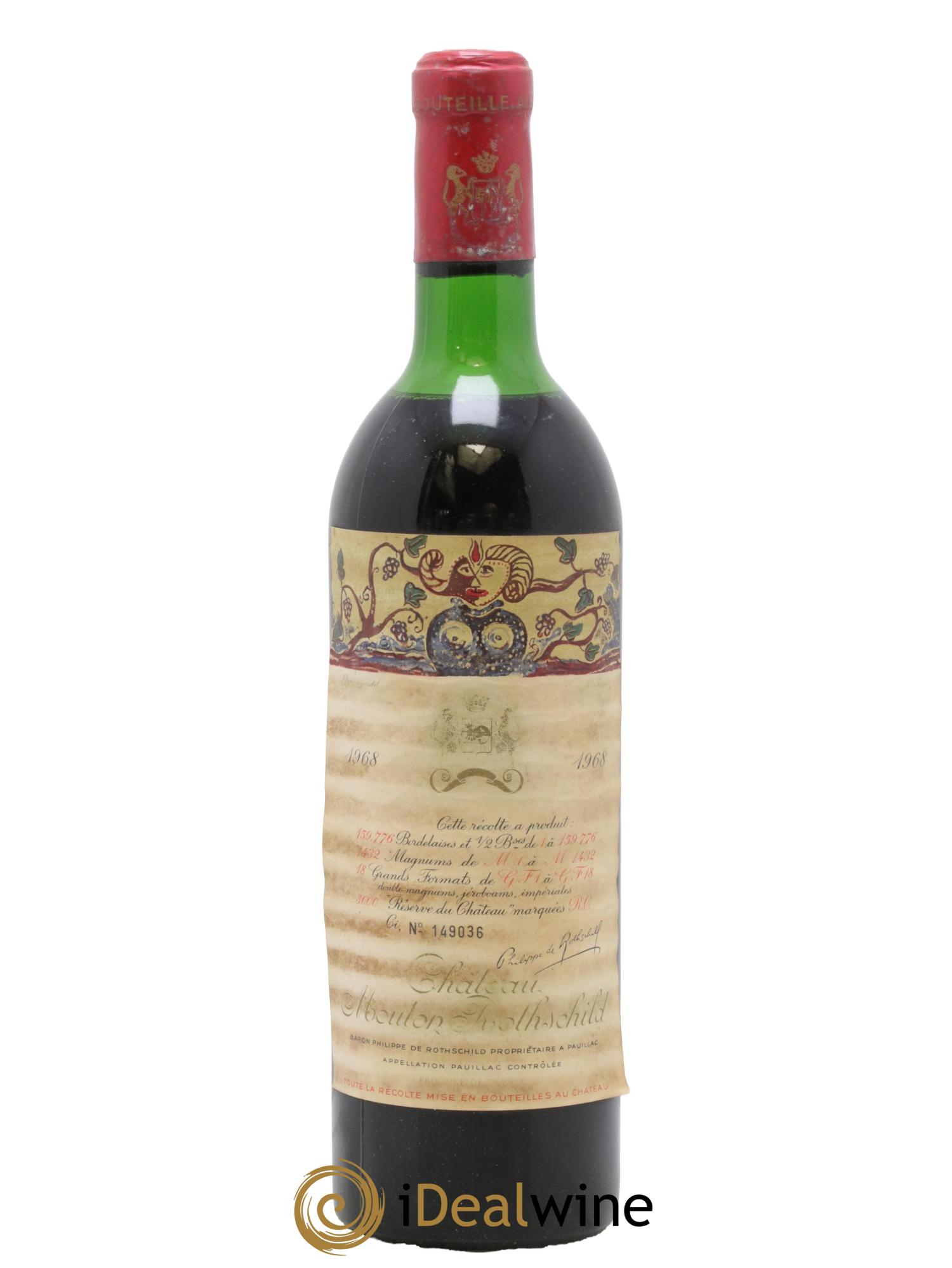 Château Mouton Rothschild 1er Grand Cru Classé 1968 - Lotto di 1 bottiglia - 0