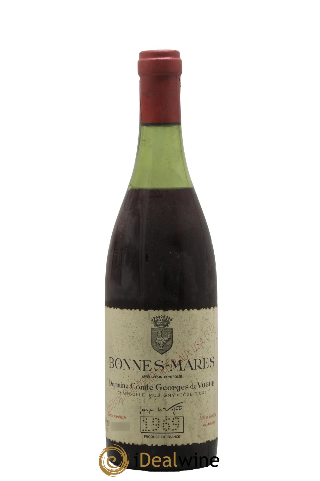 Bonnes-Mares Grand Cru Comte Georges de Vogüé 1969 - Lot de 1 bouteille - 0