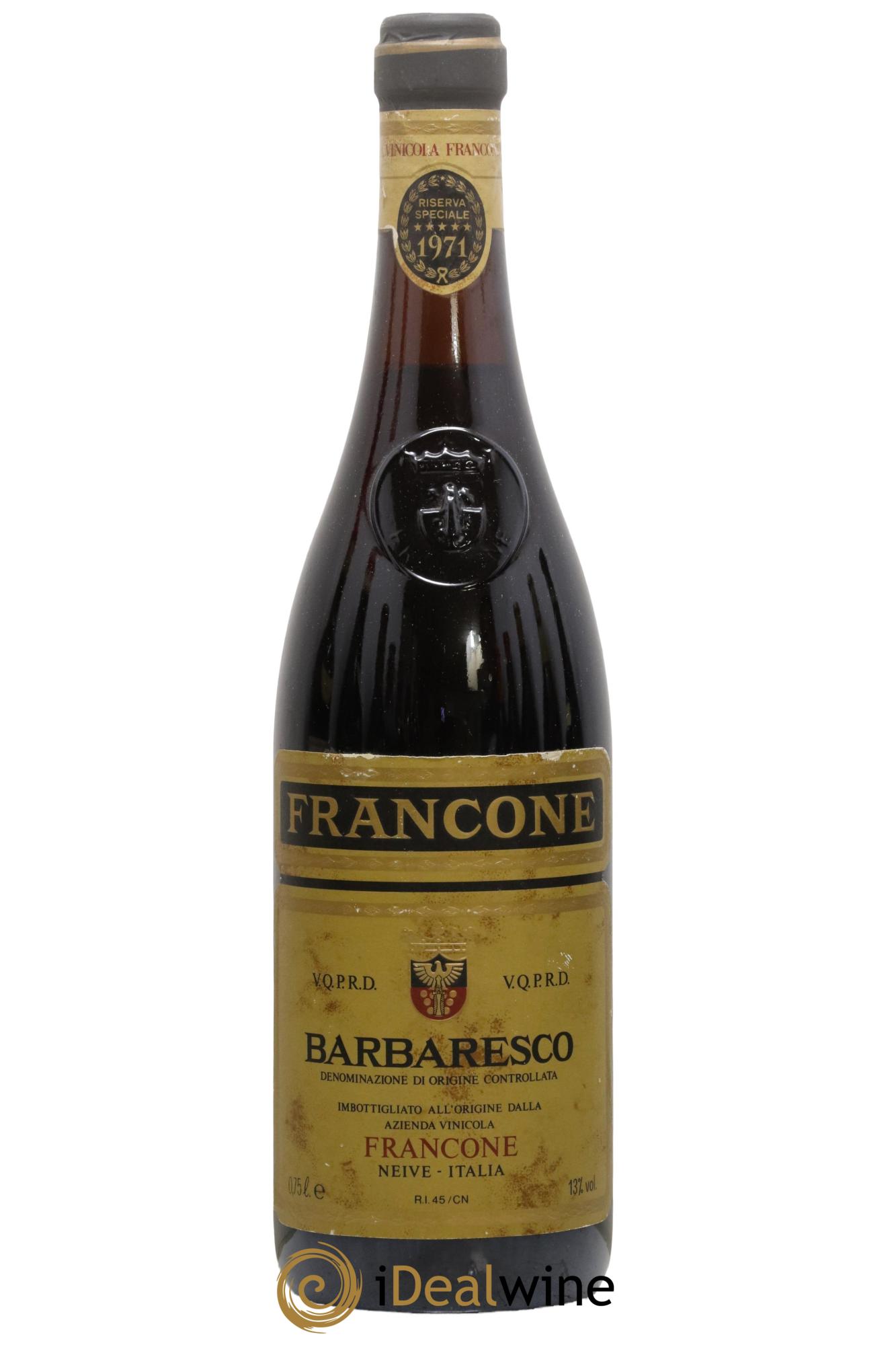 Barbaresco DOCG Riserva Speciale Francone 1971 - Lot of 1 bottle - 0