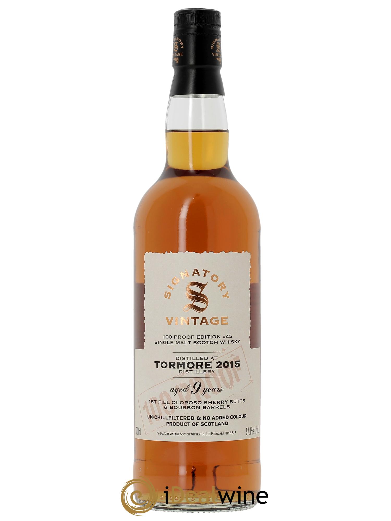 Whisky Tormore 9 ans 2015 1st Fill Oloroso Sherry Butts 100 Proof Signatory Vintage - Lot de 1 bouteille - 0