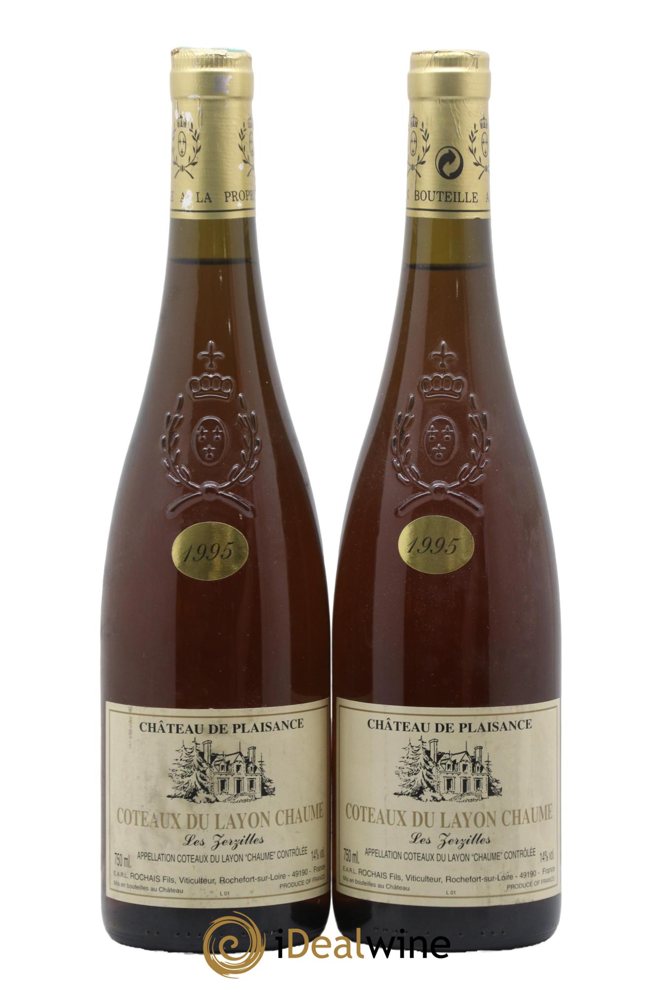 Coteaux du Layon Chaume Les Zerzilles Château Plaisance 1995 - Lotto di 2 bottiglie - 0