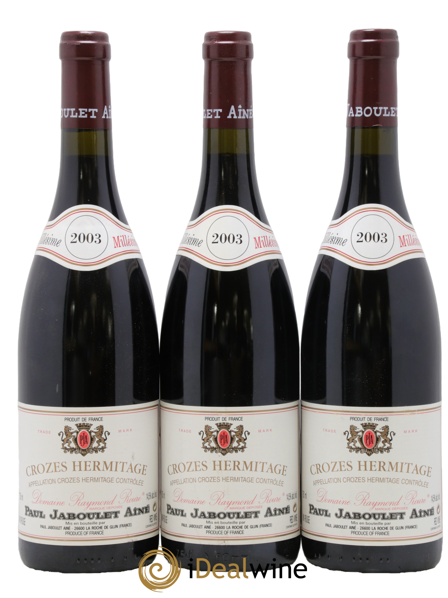Crozes-Hermitage Domaine de Roure Paul Jaboulet Ainé 2003 - Lot of 3 bottles - 0