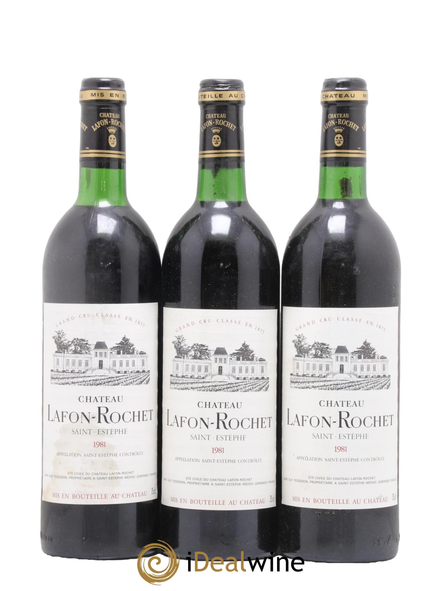 Château Lafon Rochet 4ème Grand Cru Classé 1981 - Lotto di 3 bottiglie - 0