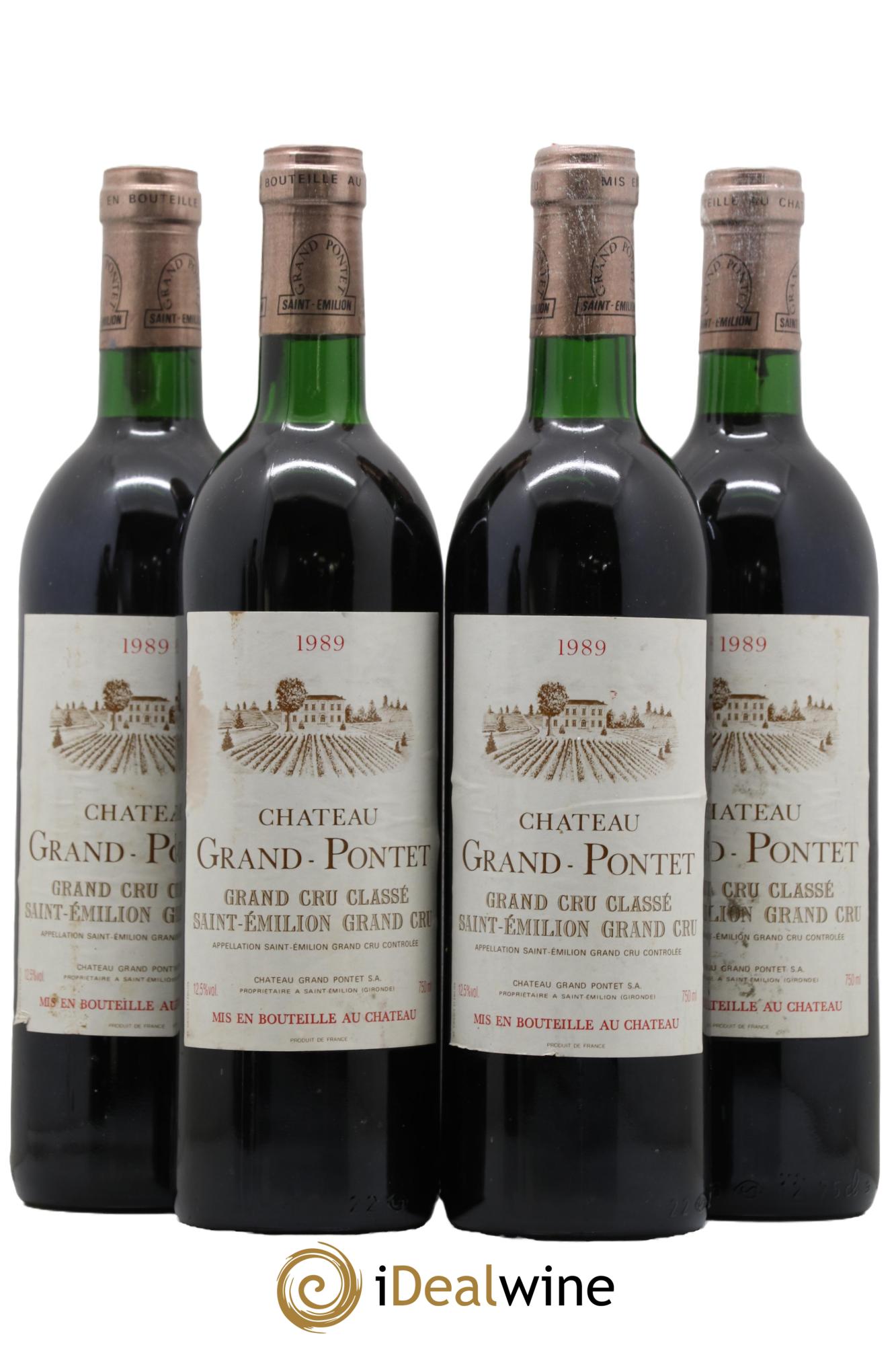Château Grand Pontet Grand Cru Classé 1989 - Lot de 4 bouteilles - 0