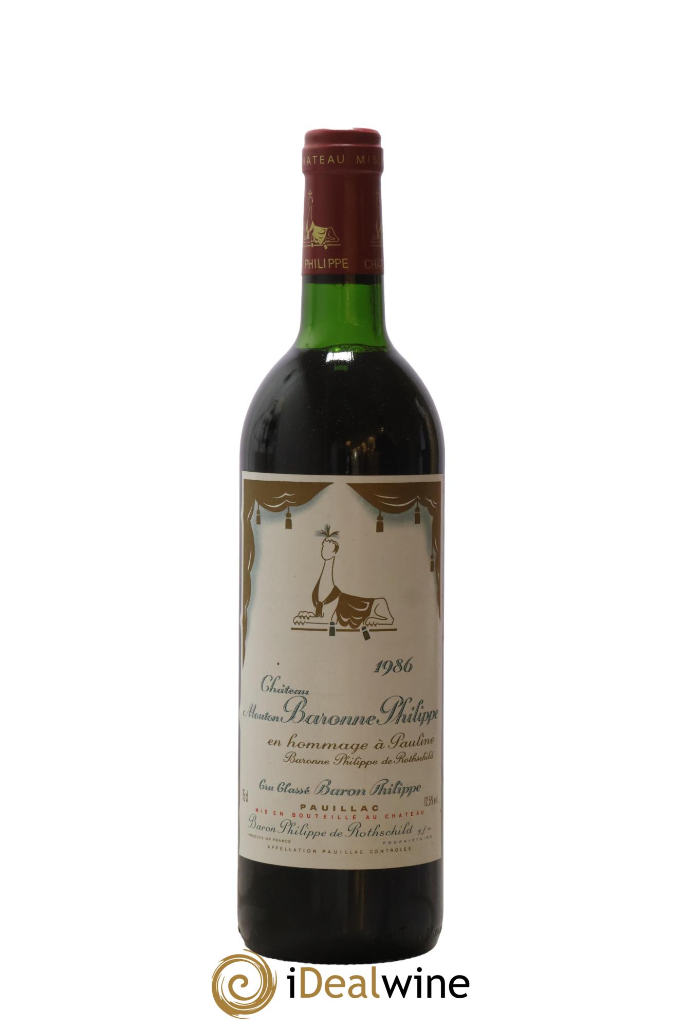 Château d' Armailhac - Mouton Baron(ne) Philippe 5ème Grand Cru Classé 1986 - Lot de 1 bouteille - 0