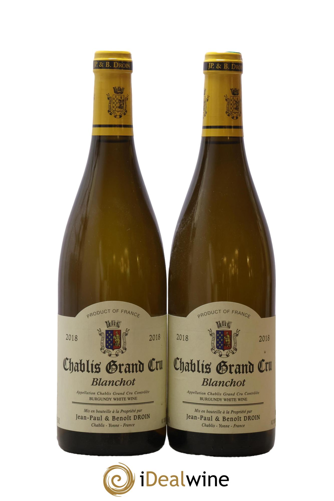 Chablis Grand Cru Blanchot Jean-Paul & Benoît Droin (Domaine) 2018 - Lotto di 2 bottiglie - 0