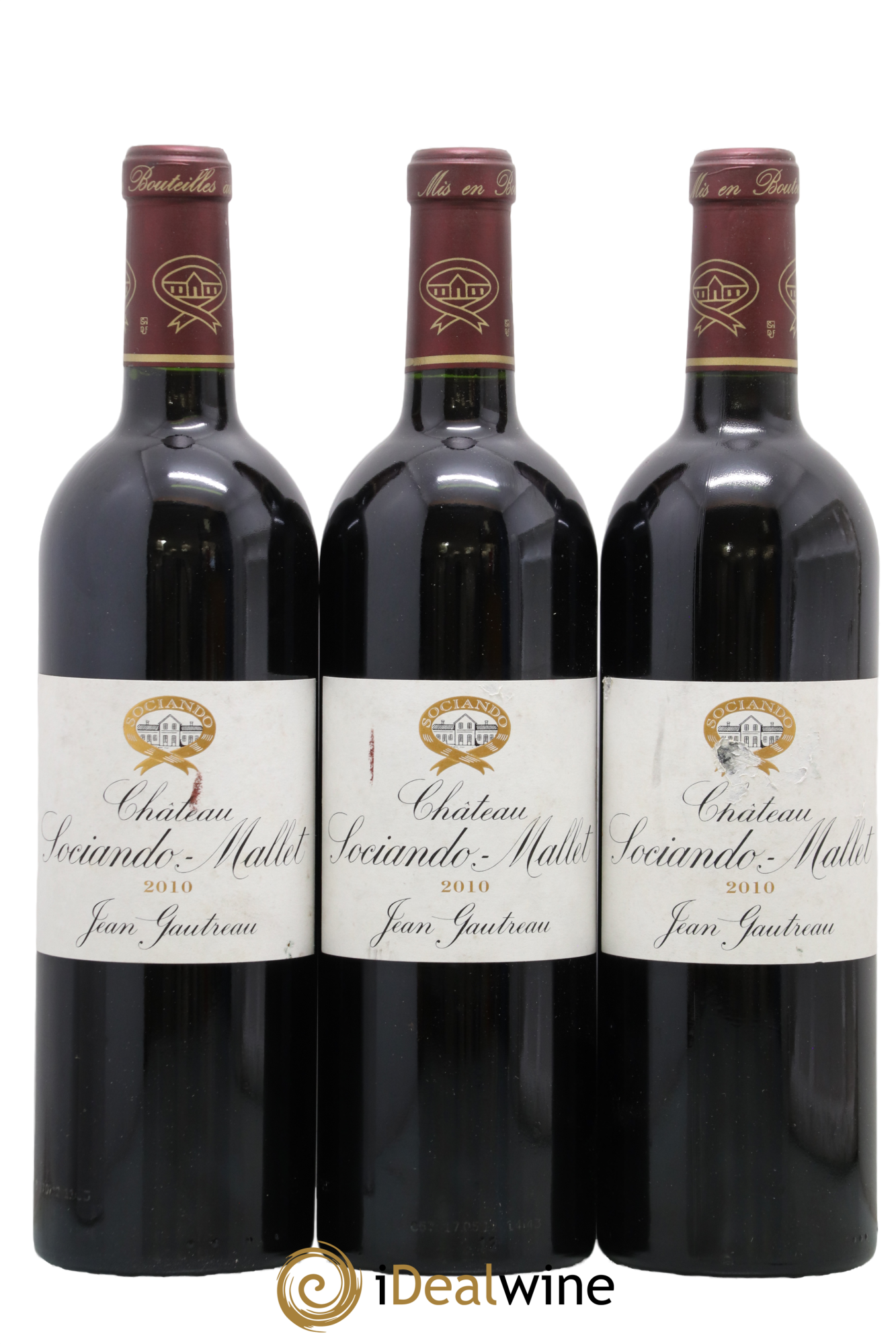Château Sociando Mallet 2010 - Lot of 3 bottles - 0