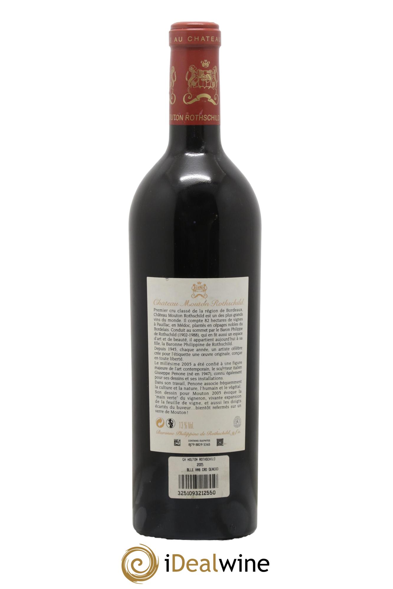 Château Mouton Rothschild 1er Grand Cru Classé 2005 - Lot de 1 bouteille - 1