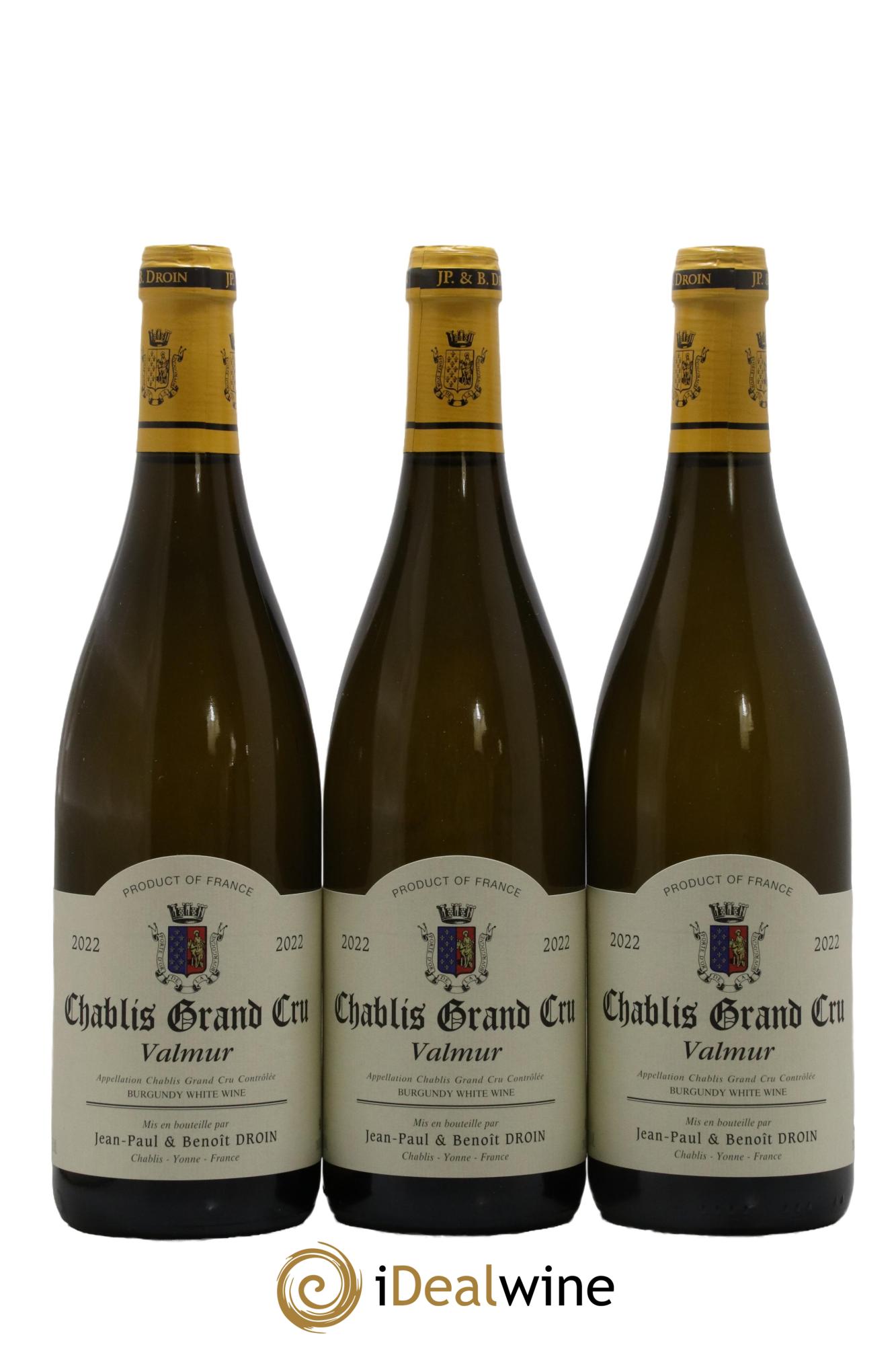 Chablis Grand Cru Valmur Jean-Paul & Benoît Droin (Domaine) 2022 - Posten von 3 Flaschen - 0
