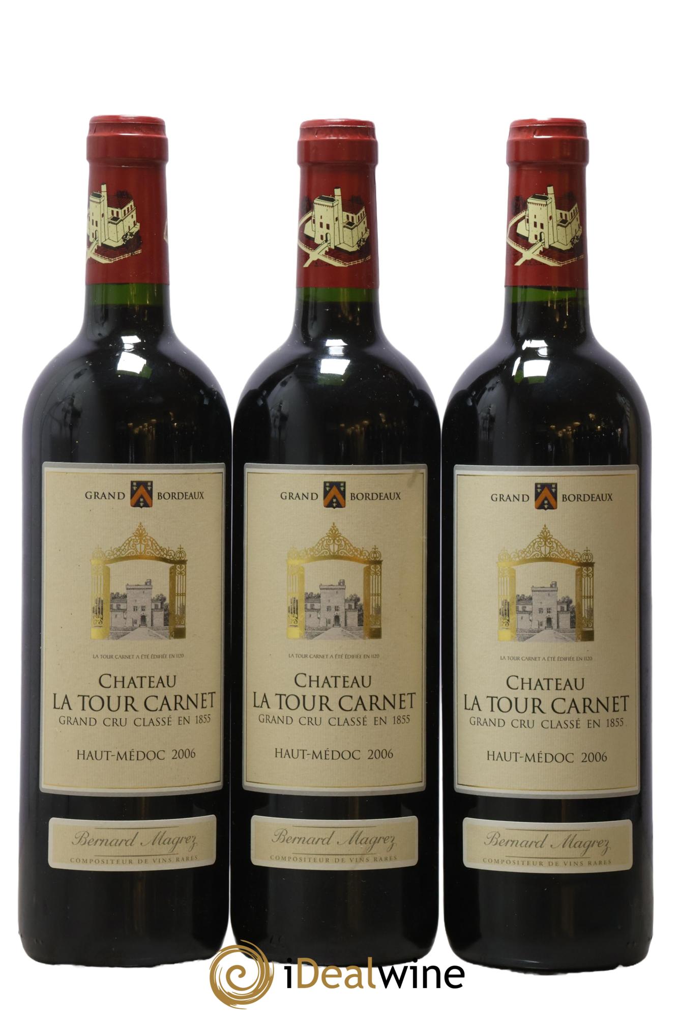 Château la Tour Carnet 4ème Grand Cru Classé 2006 - Lot de 3 bouteilles - 0