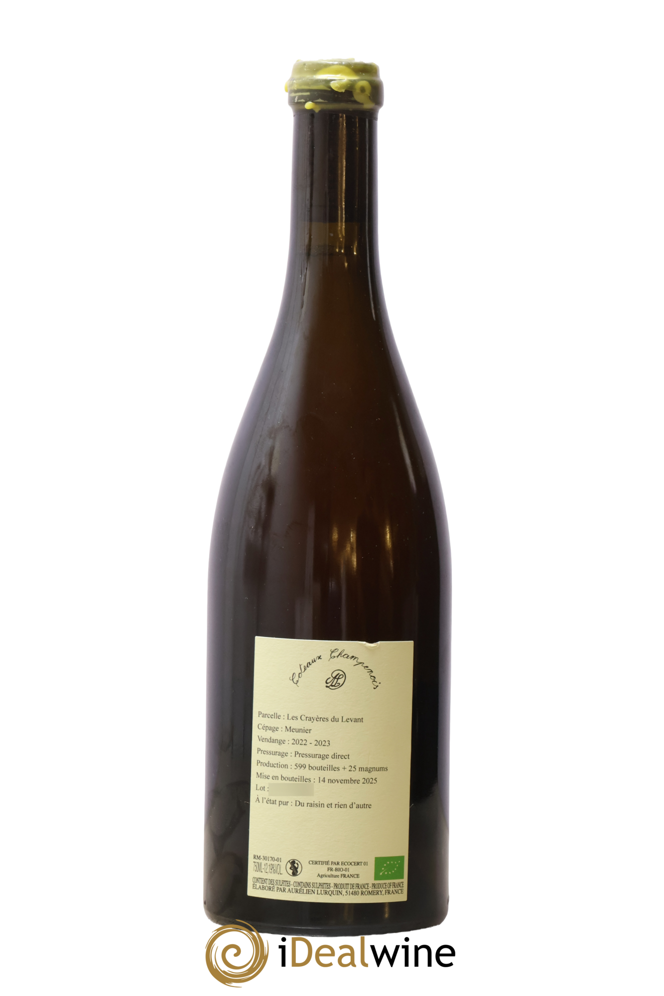 "Crayères du Levant" à l'état Pur Aurélien Lurquin - Lot de 1 bouteille - 1