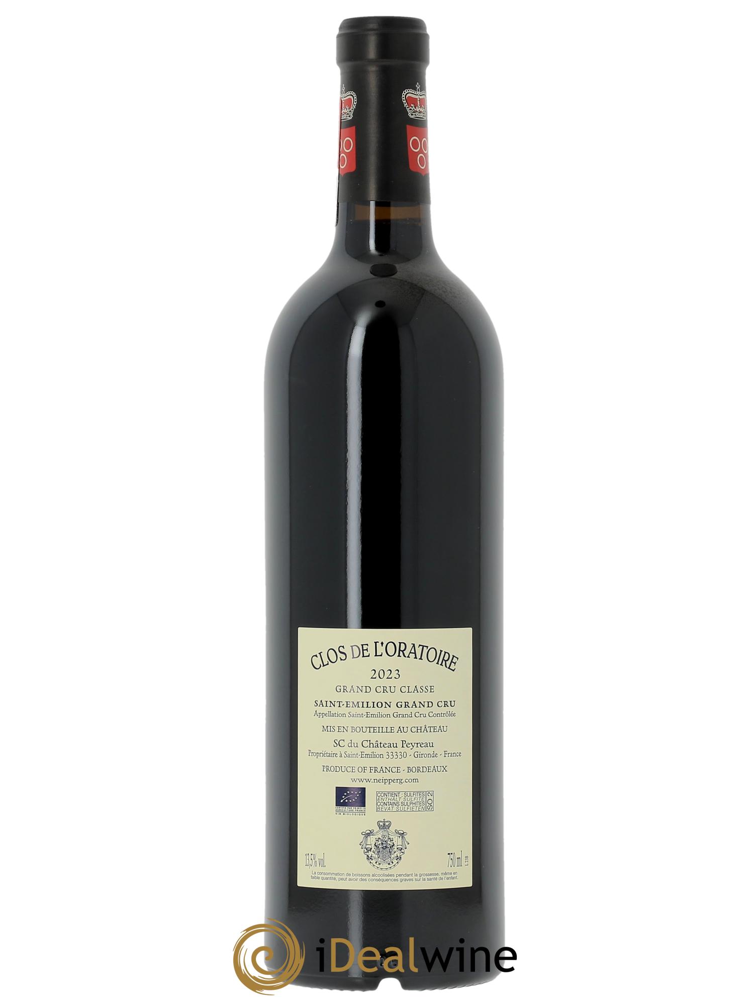 Clos de l'Oratoire Grand Cru Classé (CBO à partir de 6 bts) 2023 - Lot de 1 bouteille - 1