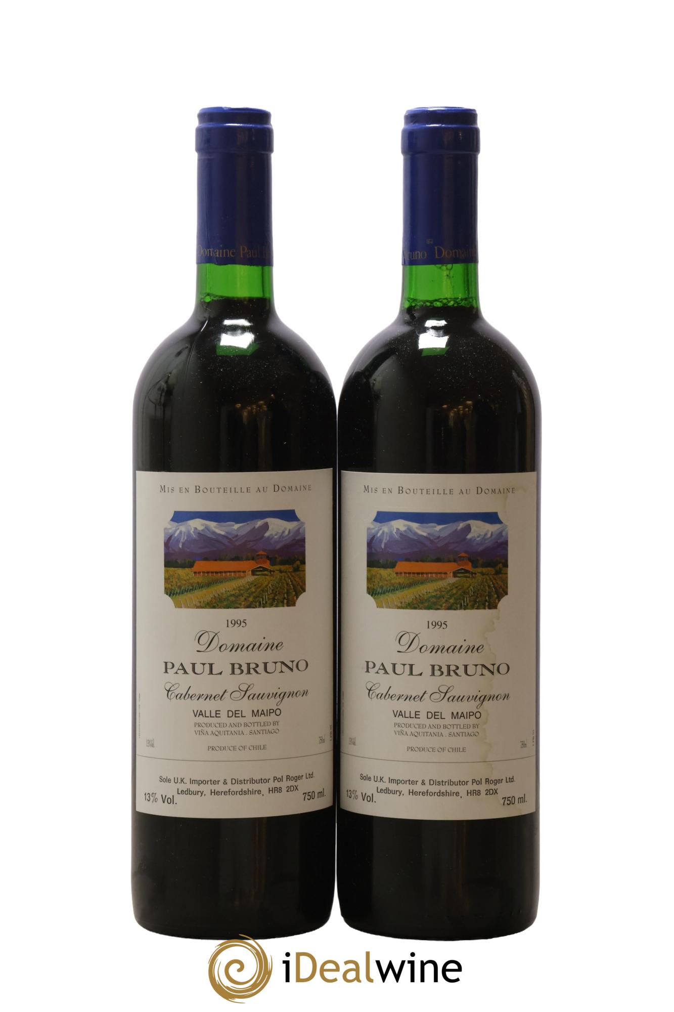 Chili Valle Del Maipo Cabernet Sauvignon Domaine Paul Bruno 1995 - Lotto di 2 bottiglie - 0