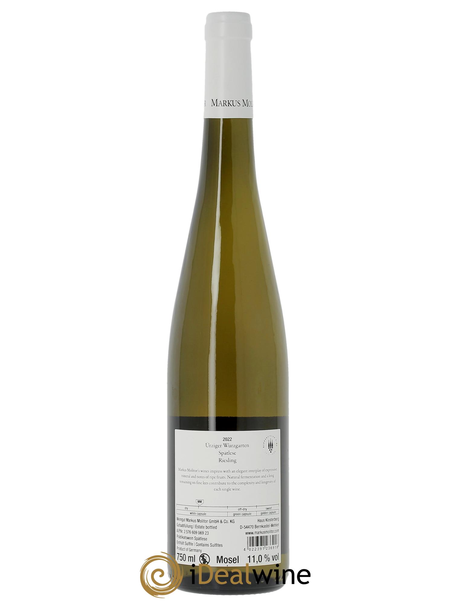 Riesling Markus Molitor Urziger Wurzgarten Spatlese White Capsule  2022 - Lot of 1 bottle - 1