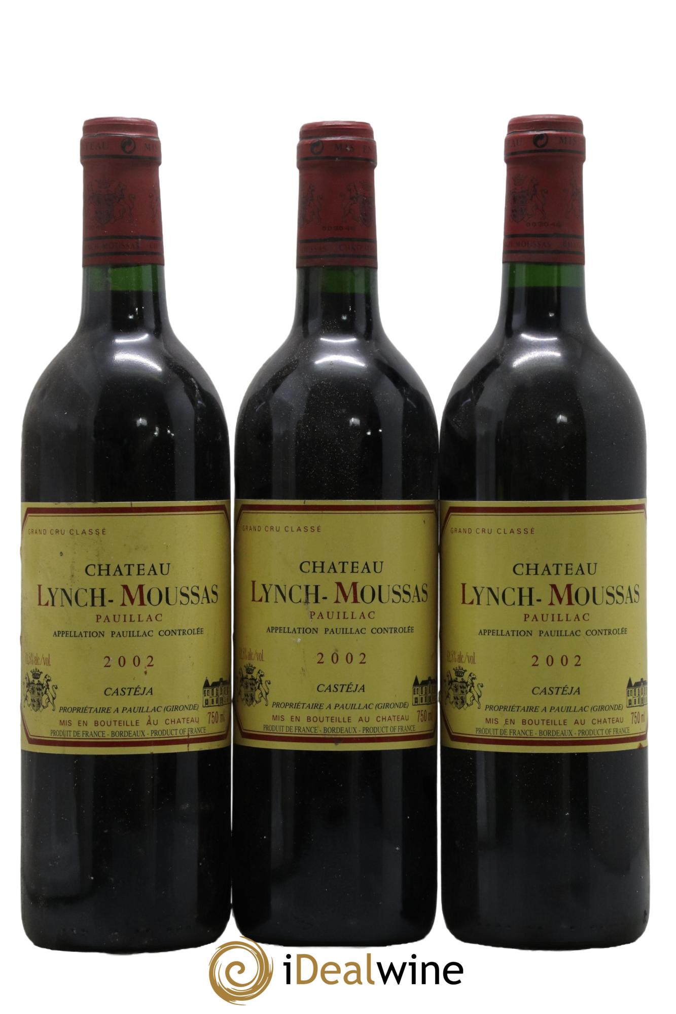Château Lynch Moussas 5ème Grand Cru Classé 2002 - Lot of 3 bottles - 0