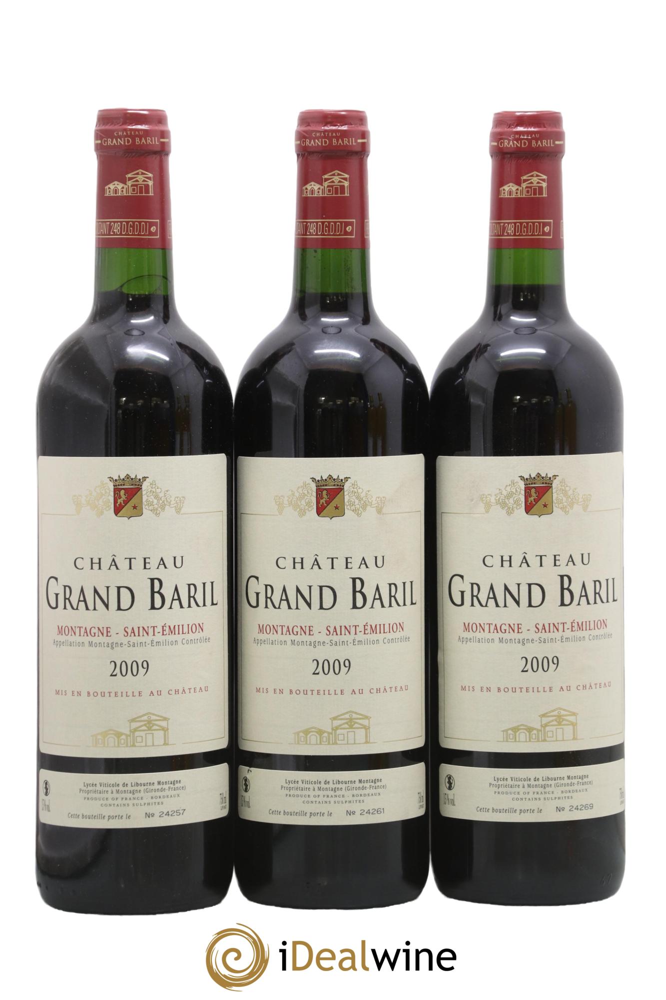 Montagne Saint-Émilion Château Grand Baril 2009 - Lot of 3 bottles - 0