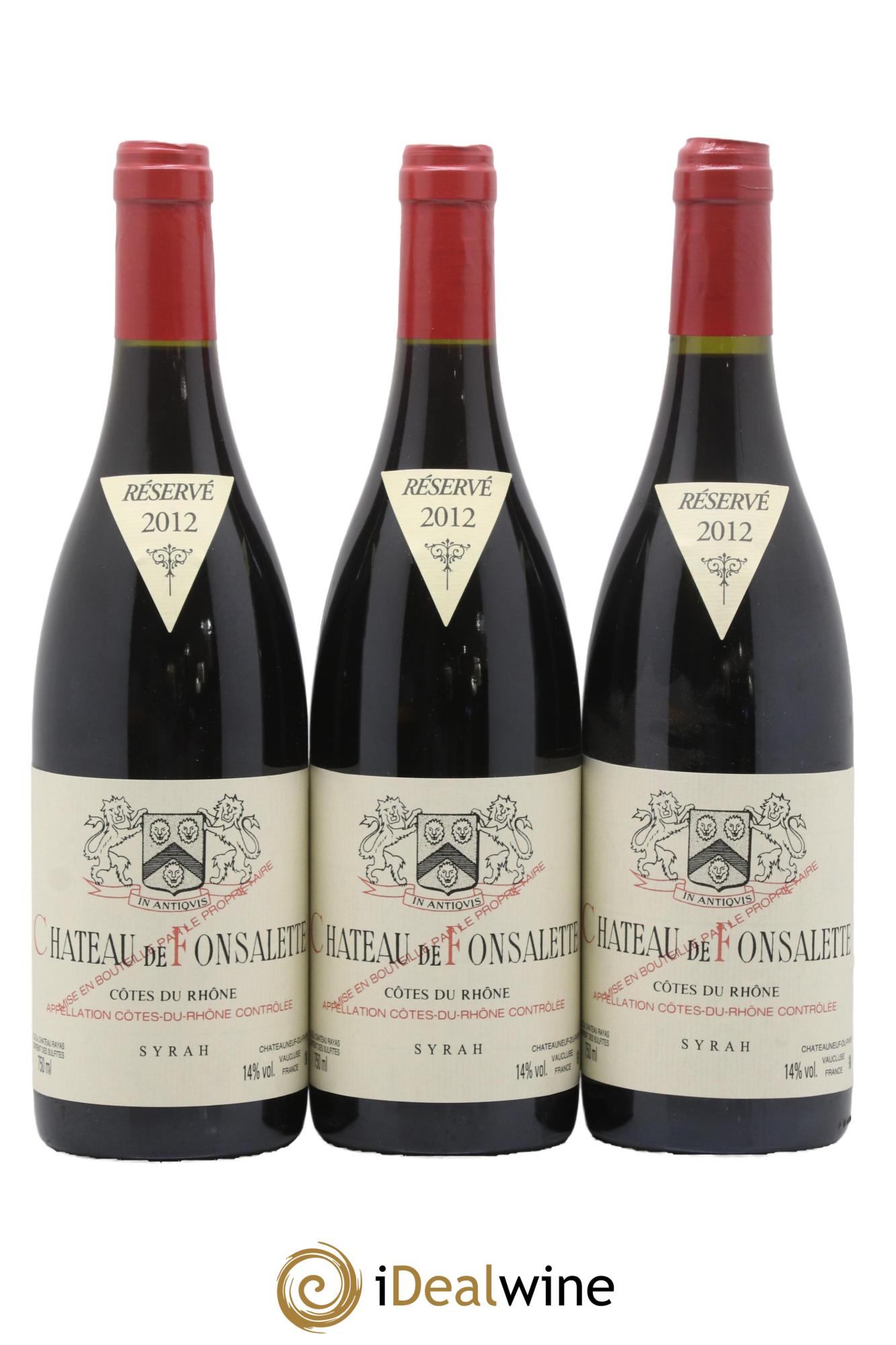 Côtes-du-Rhône Cuvée Syrah Château de Fonsalette 2012 - Lot de 3 bouteilles - 0