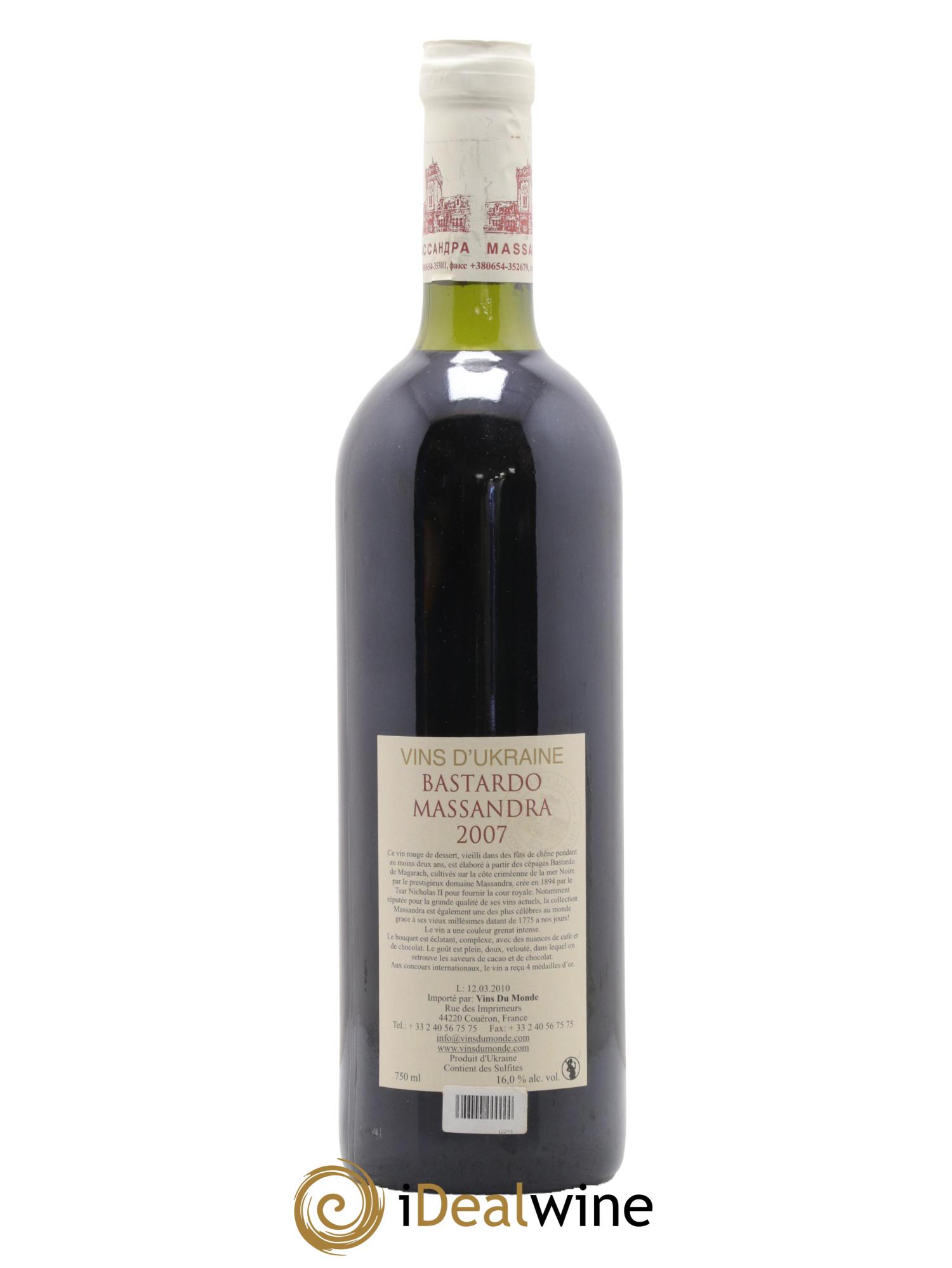 Divers Crimée Bastardo Massandra Domaine Massandra 2007 - Lot de 1 bouteille - 1