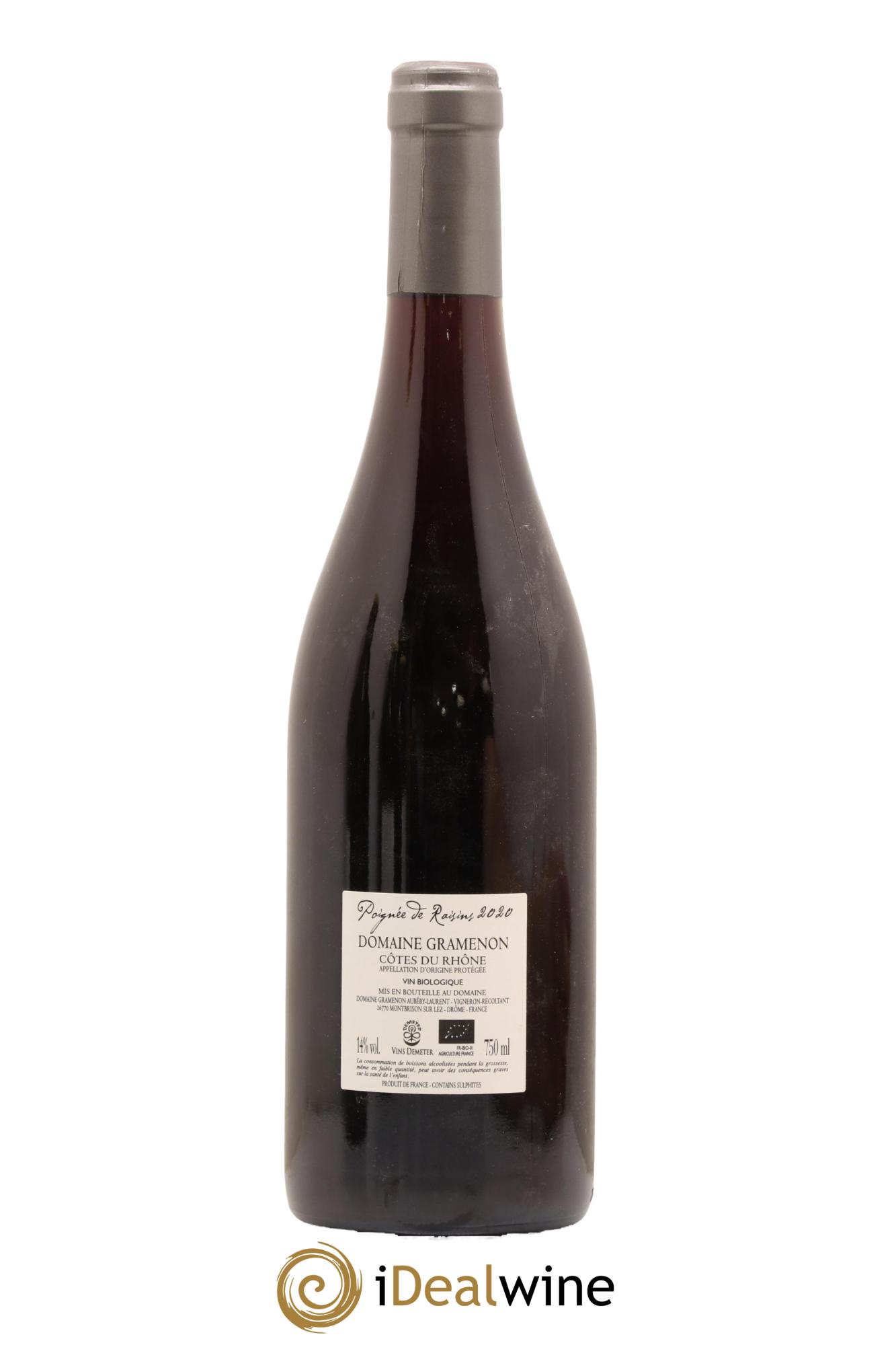 Côtes-du-Rhône Poignée de raisins Gramenon (Domaine) 2020 - Lot of 1 bottle - 1