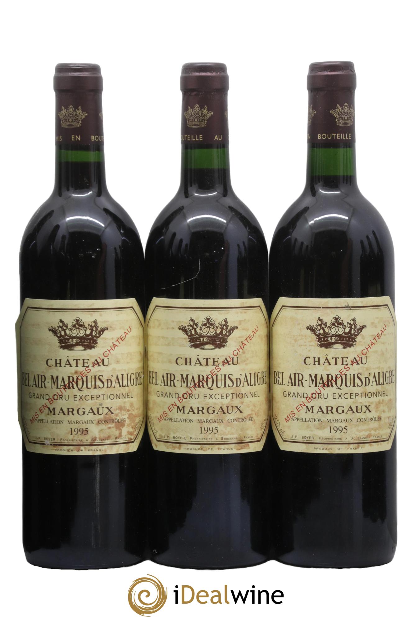 Château Bel Air Marquis d'Aligre 1995 - Lotto di 3 bottiglie - 0