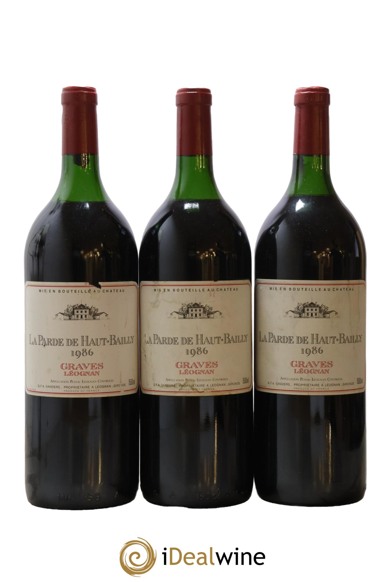 Haut Bailly II (Anciennement La Parde de Haut-Bailly) Second Vin 1986 - Lot de 3 magnums - 0