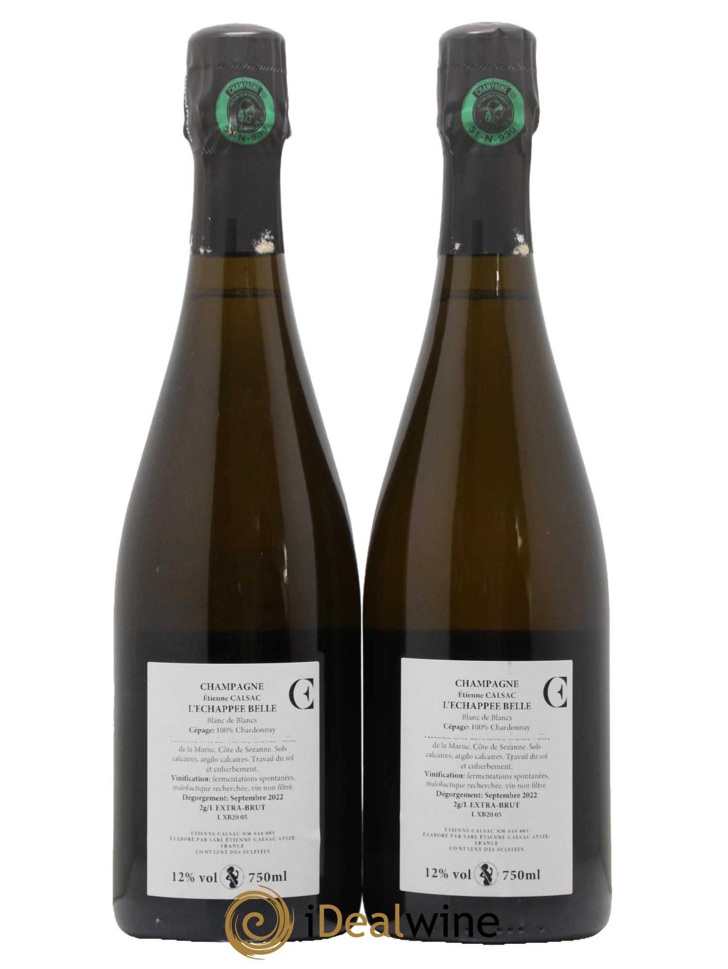 L'Echappée Belle Blanc de Blancs Extra-Brut Etienne Calsac - Lot of 2 bottles - 1