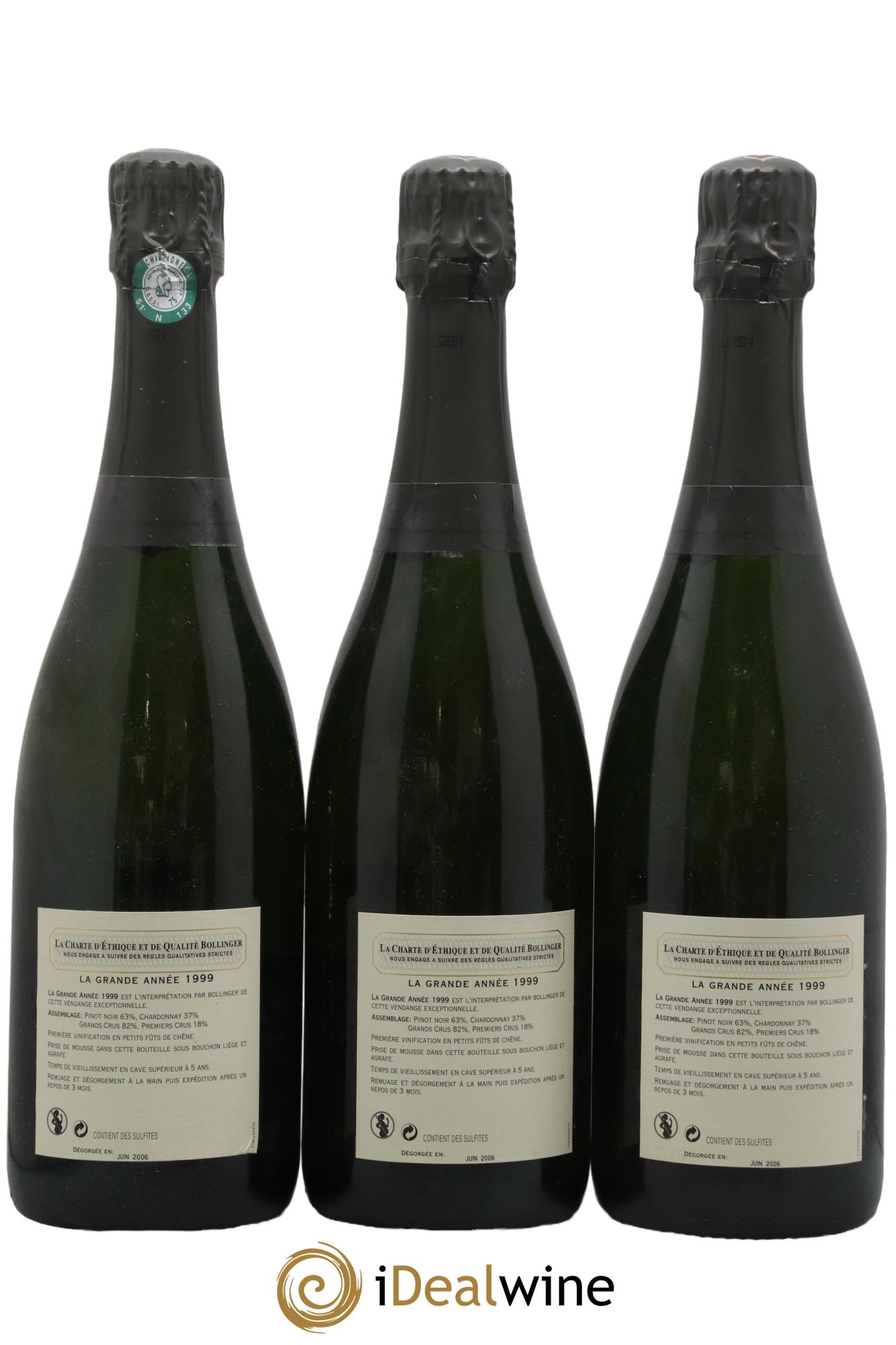 Grande Année Brut Bollinger 1999 - Lotto di 3 bottiglie - 1