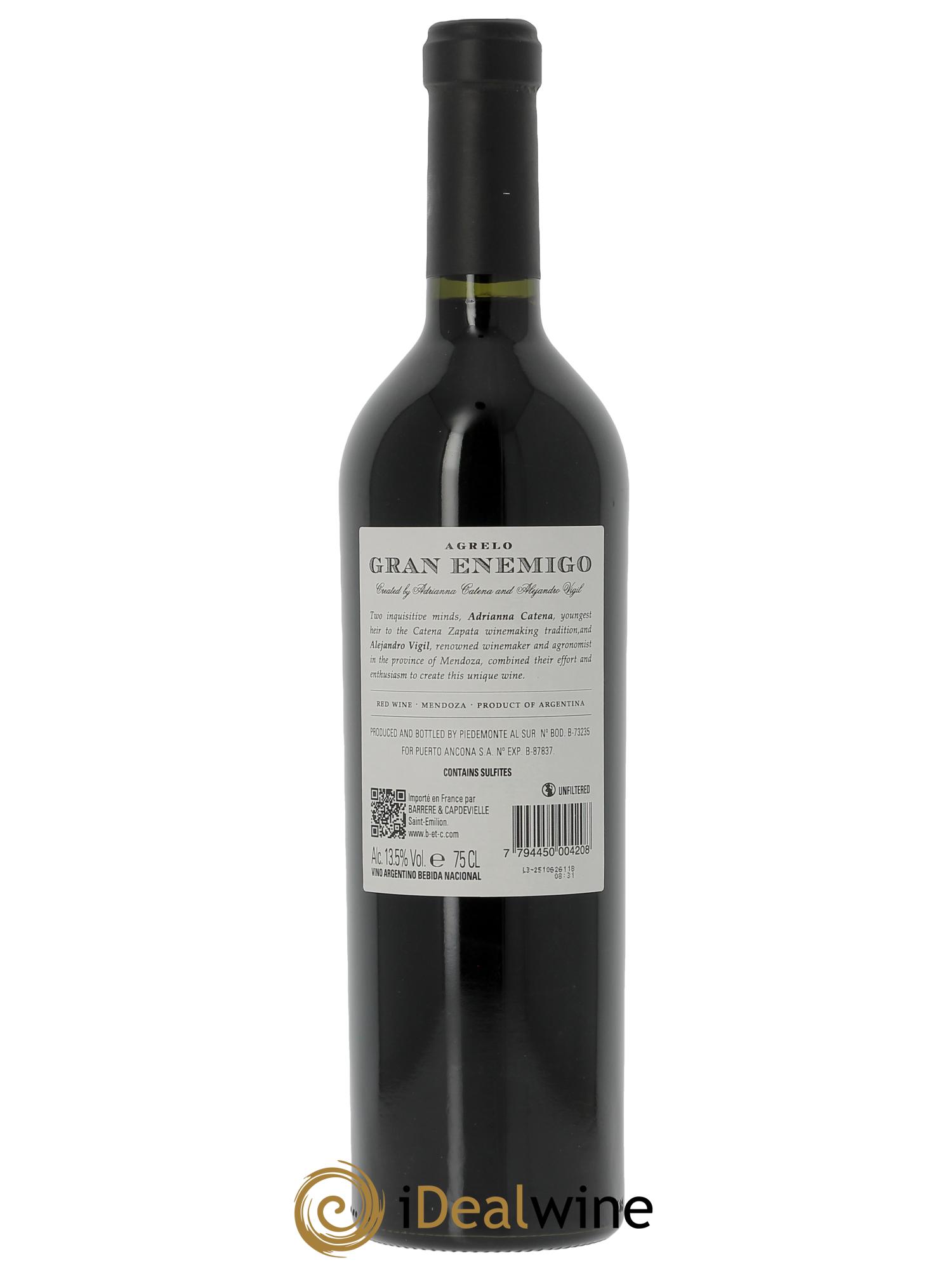 Mendoza Gran Enemigo Agrelo Single Vineyard El Enemigo (CBO à partir de 6 bts) 2022 - Lot de 1 bouteille - 1