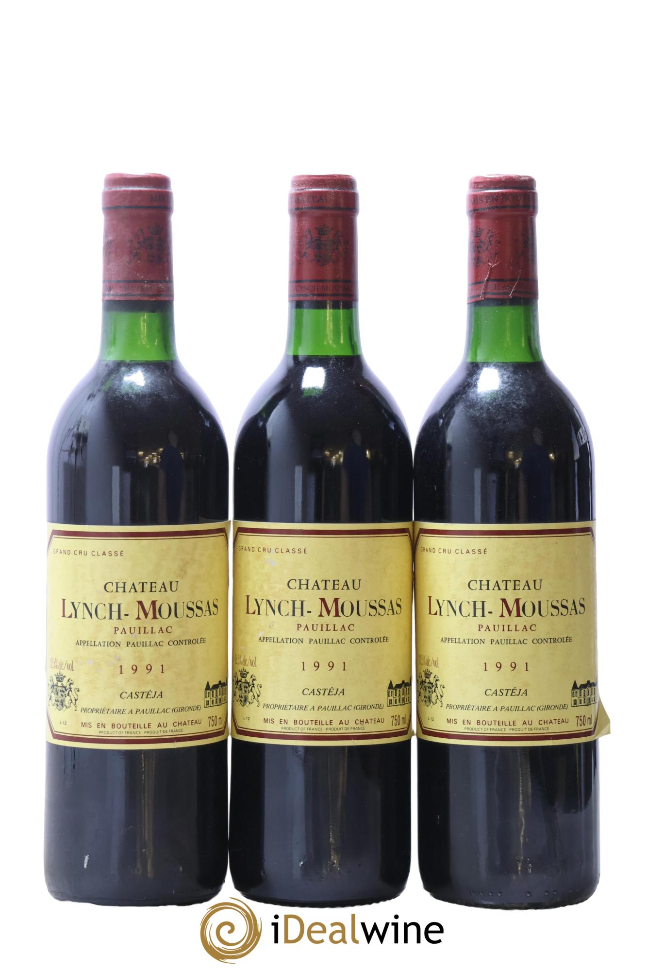 Château Lynch Moussas 5ème Grand Cru Classé 1991 - Lot de 3 bouteilles - 0