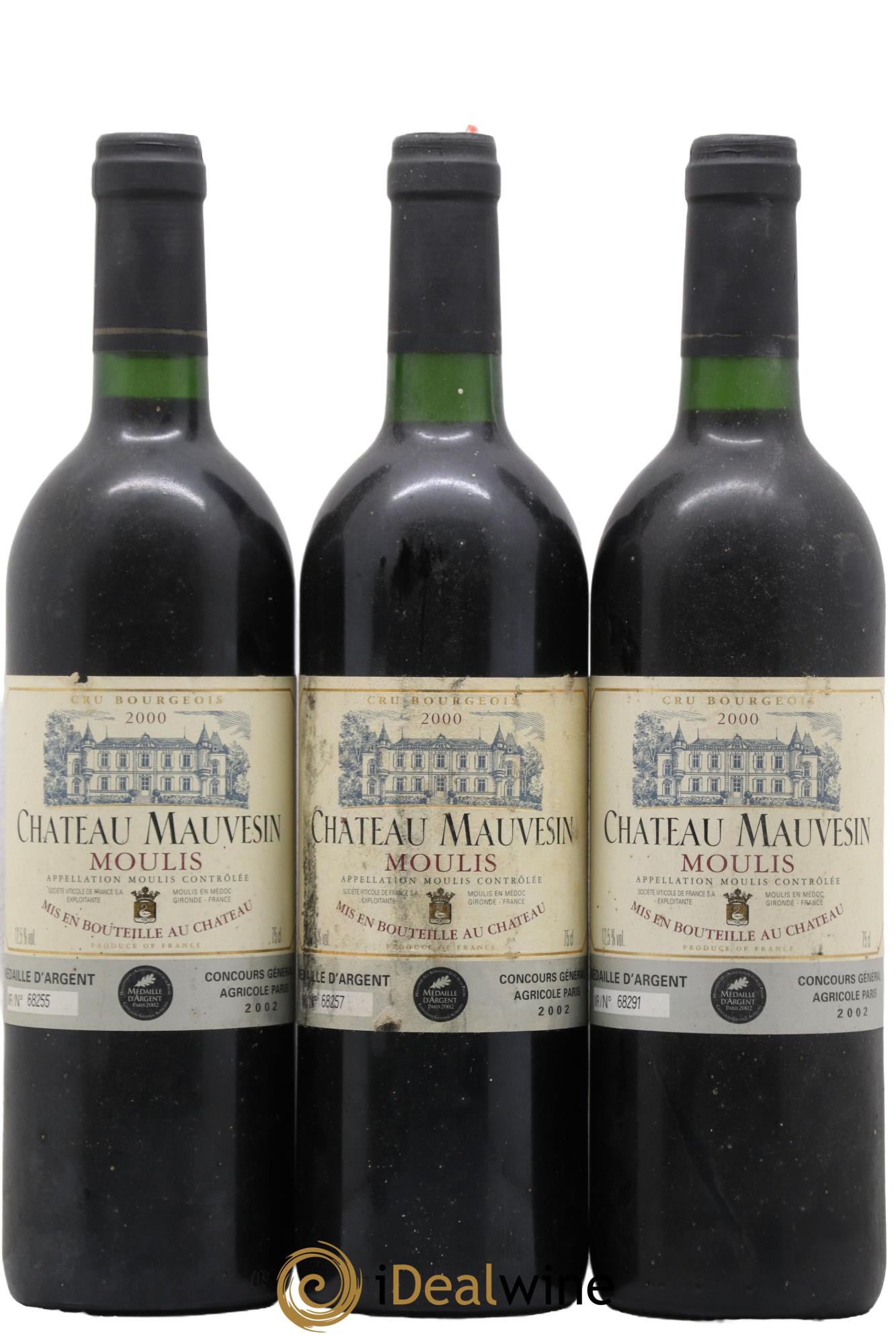 Château Mauvesin Cru Bourgeois 2000 - Lot de 3 bouteilles - 0