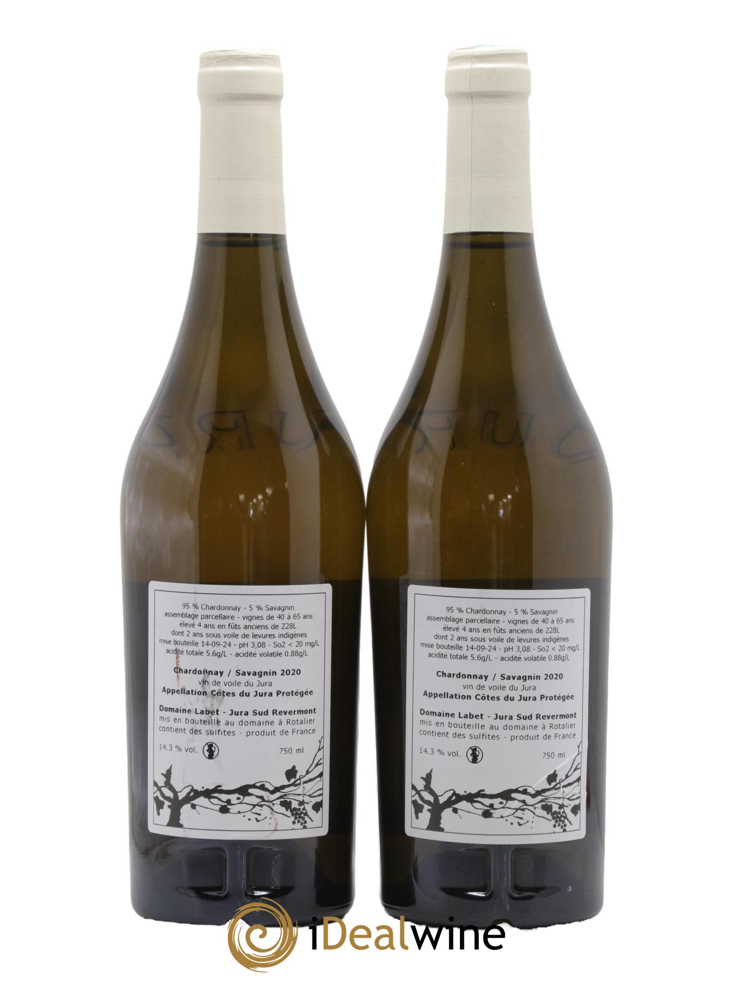 Côtes du Jura Vin de Voile Chardonnay-Savagnin cuvée de garde Romain - Julien - Charline Labet Chardonnay - Savagnin Vin de Voile Domaine Labet 2020 - Posten von 2 Flaschen - 1