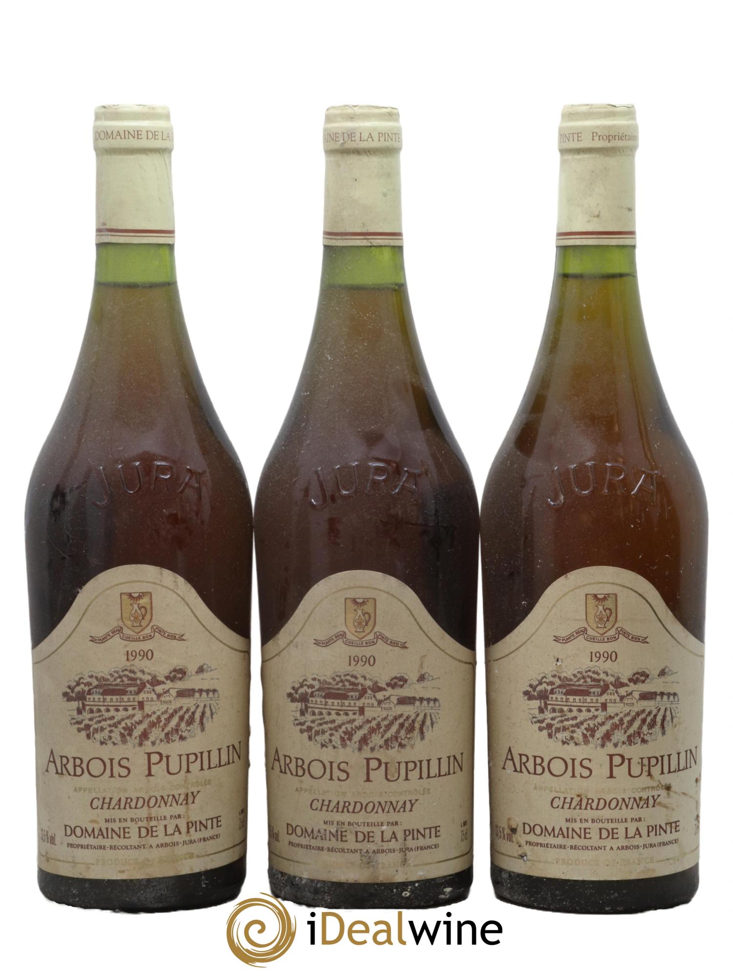 Arbois Pupillin Chardonnay Domaine de la Pinte 1990 - Lot de 3 bouteilles - 0