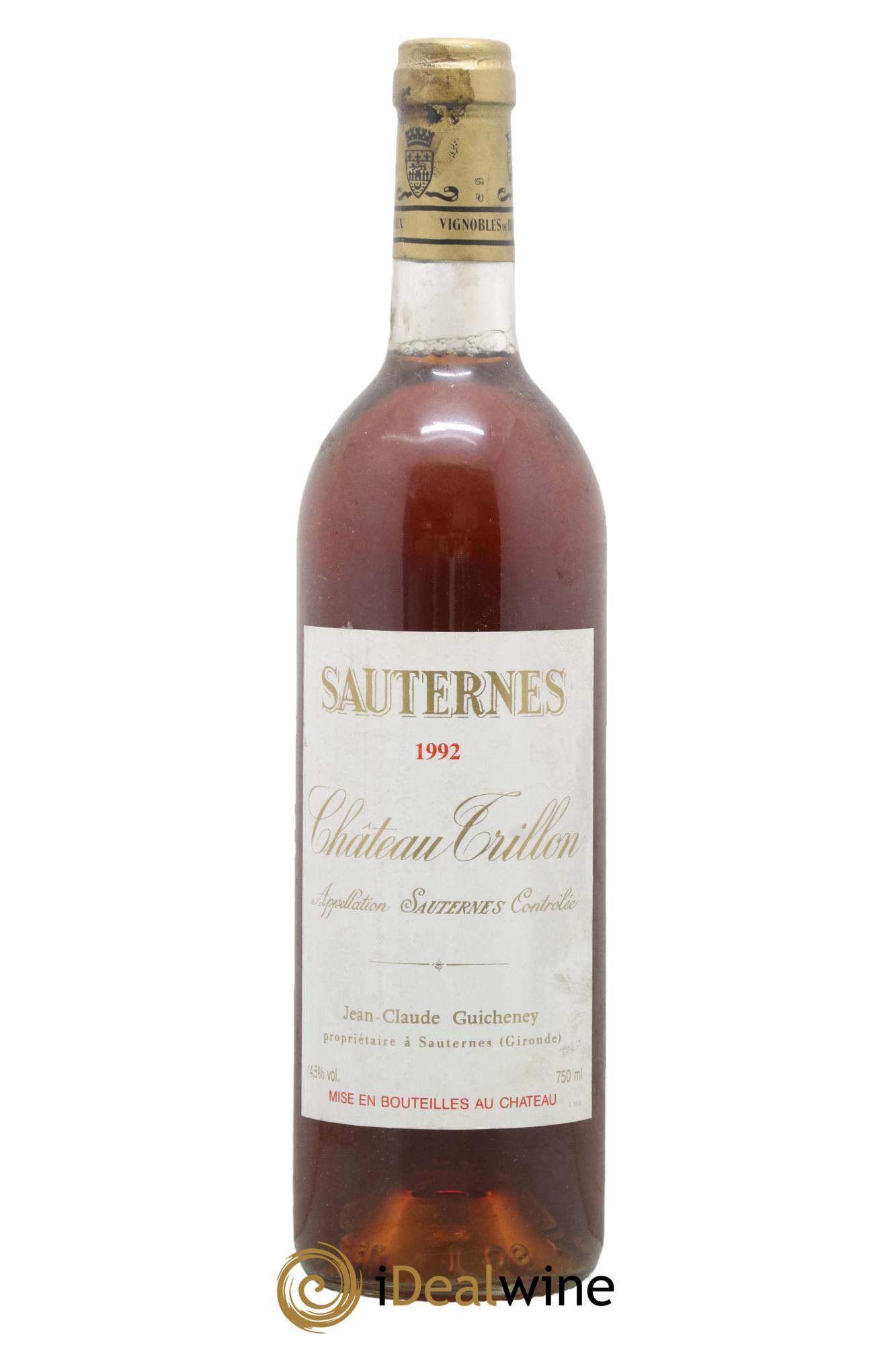 Sauternes Château Trillon 1992 - Lot de 1 bouteille - 0