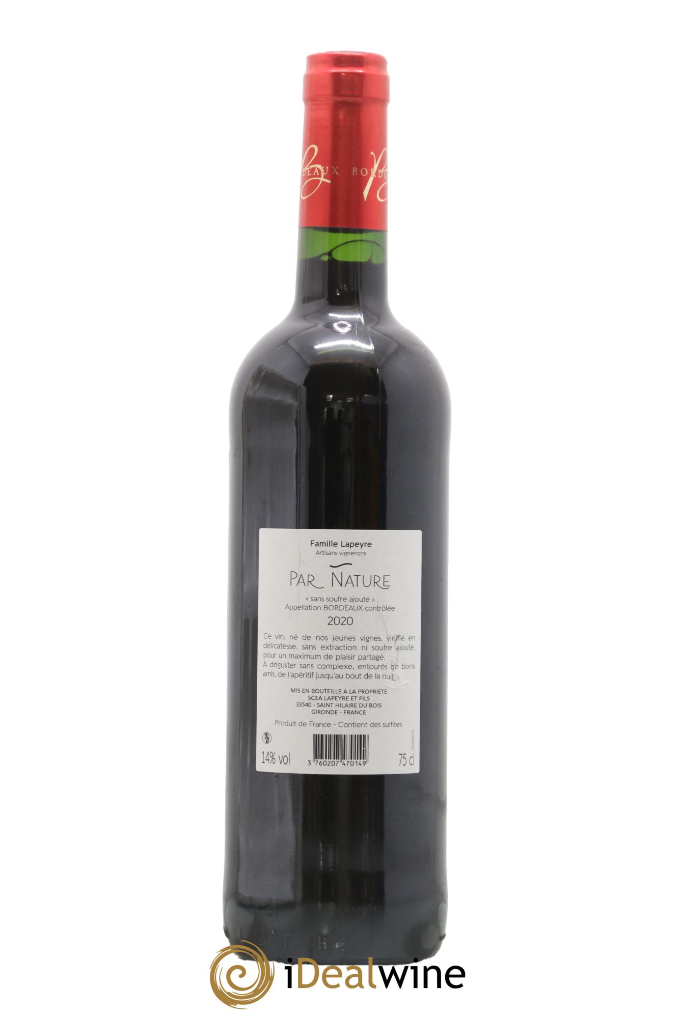 Bordeaux Par Nature Château Lapeyre 2020 - Lot de 1 bouteille - 1