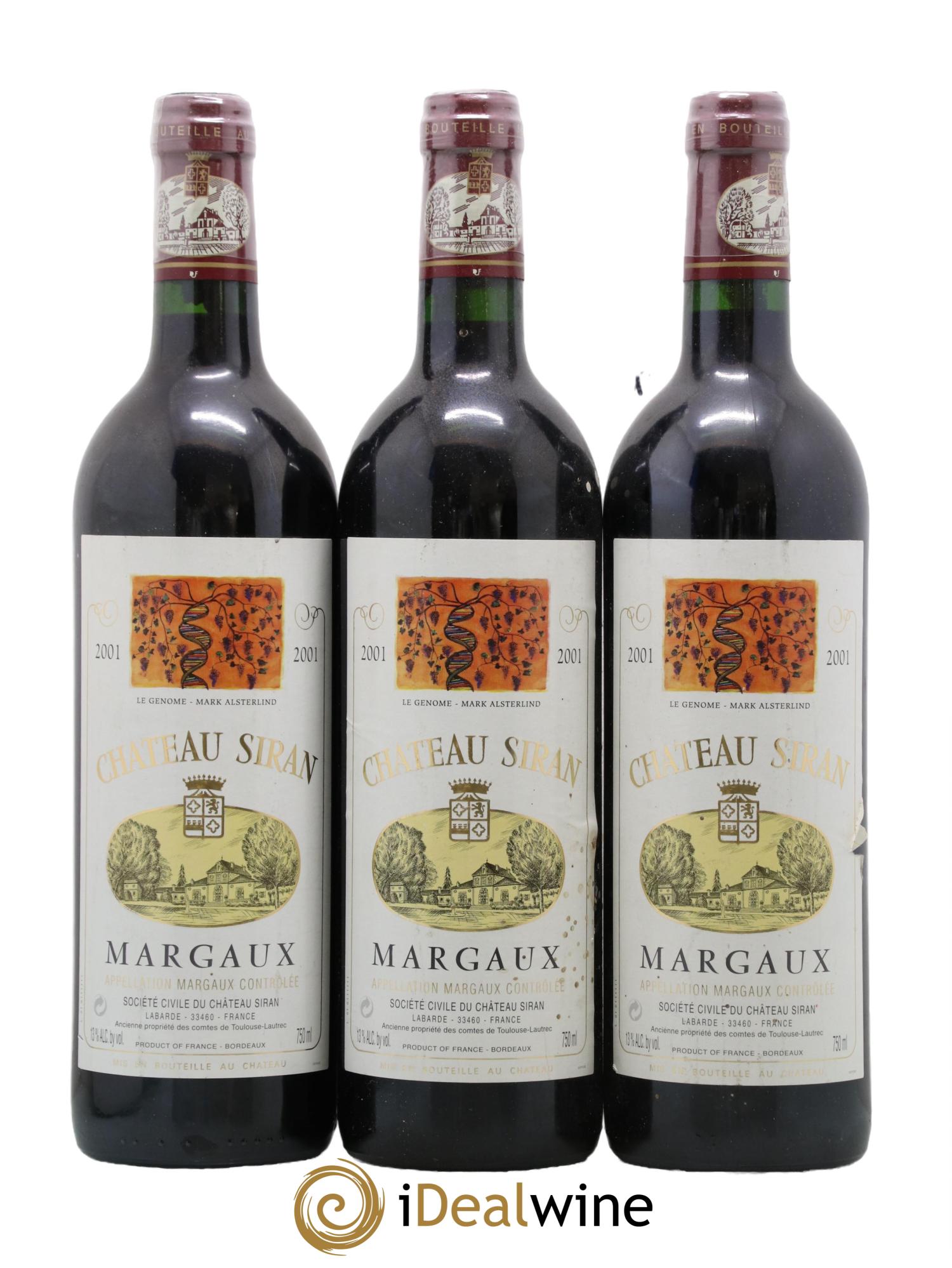 Château Siran 2001 - Lot de 3 bouteilles - 0