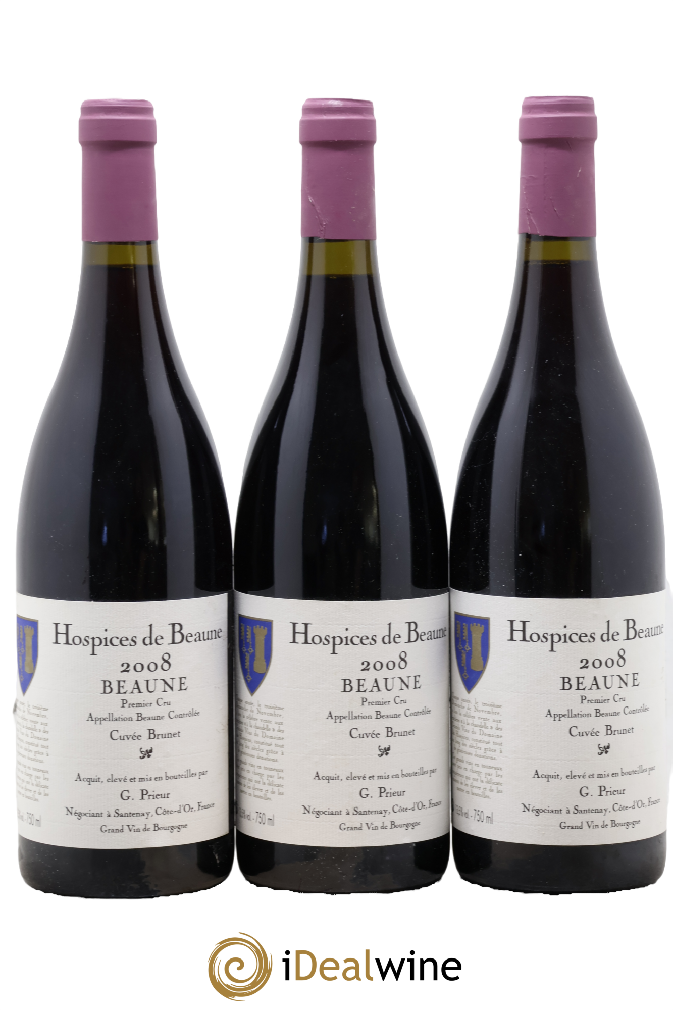 Beaune 1er Cru Cuvée Brunet G Prieur Hospices de Beaune 2008 - Lotto di 3 bottiglie - 0