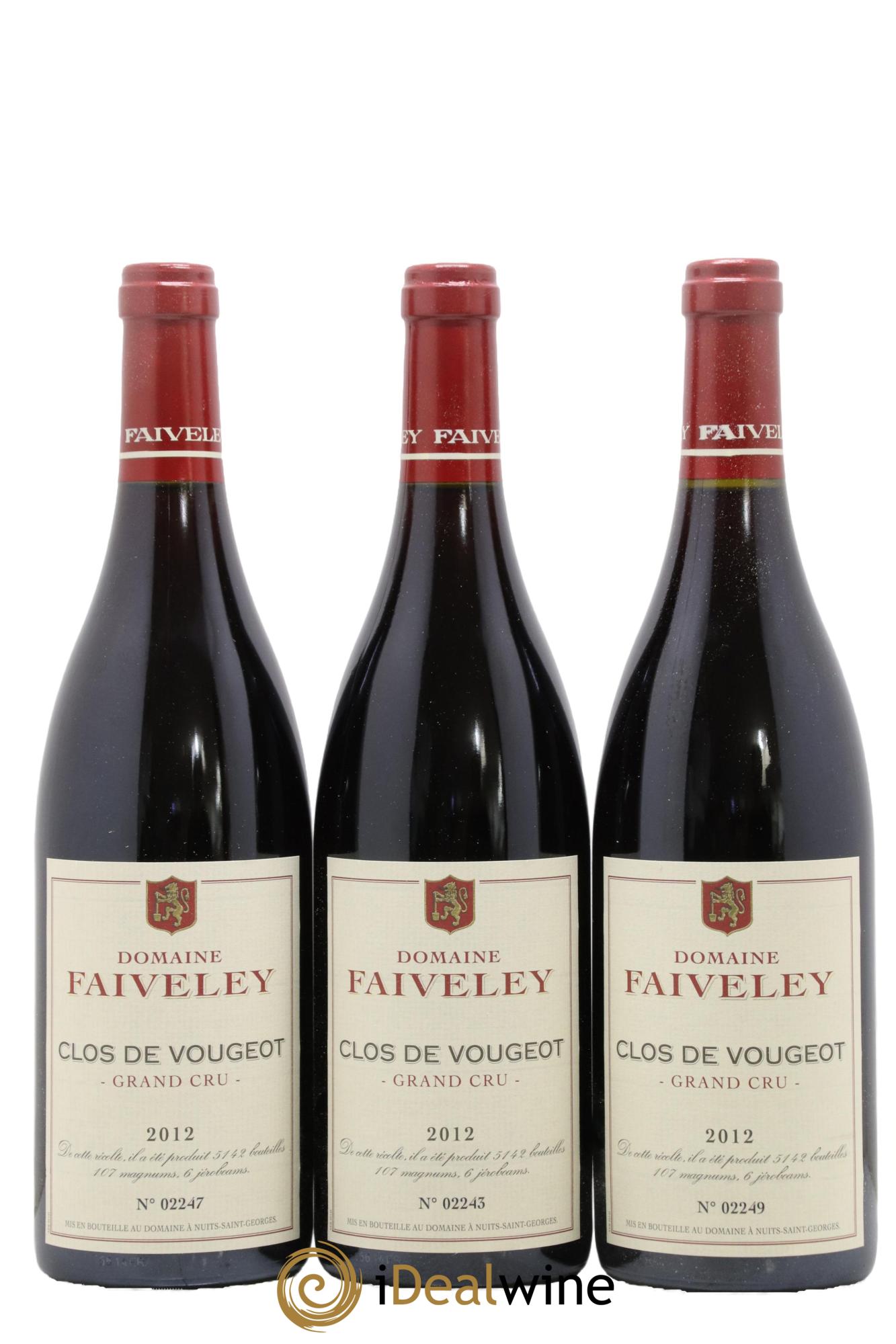 Clos de Vougeot Grand Cru Faiveley 2012 - Lot of 3 bottles - 0