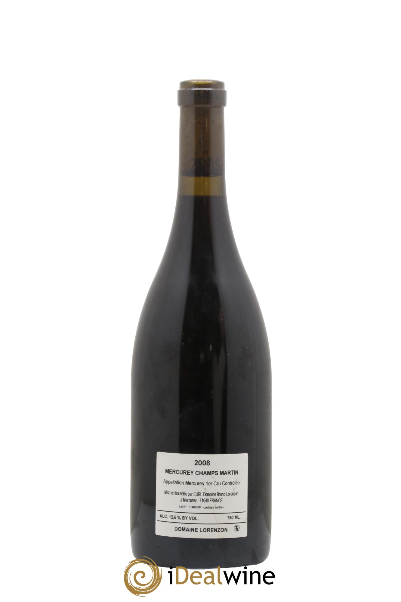 Mercurey 1er Cru Les Champs Martin Bruno Lorenzon 2008 - Lot de 1 bouteille - 1