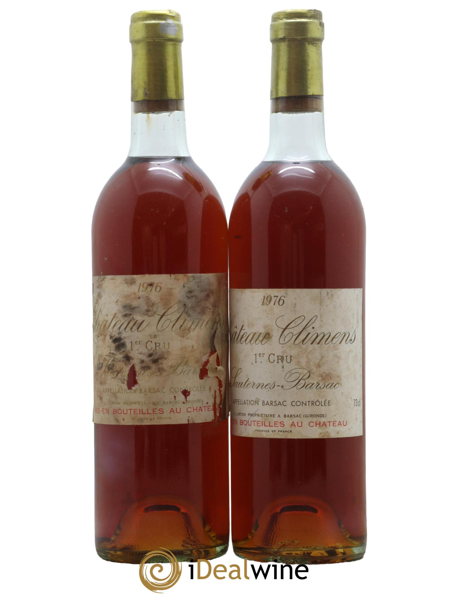 Château Climens 1er Grand Cru Classé 1976 - Lotto di 2 bottiglie - 0