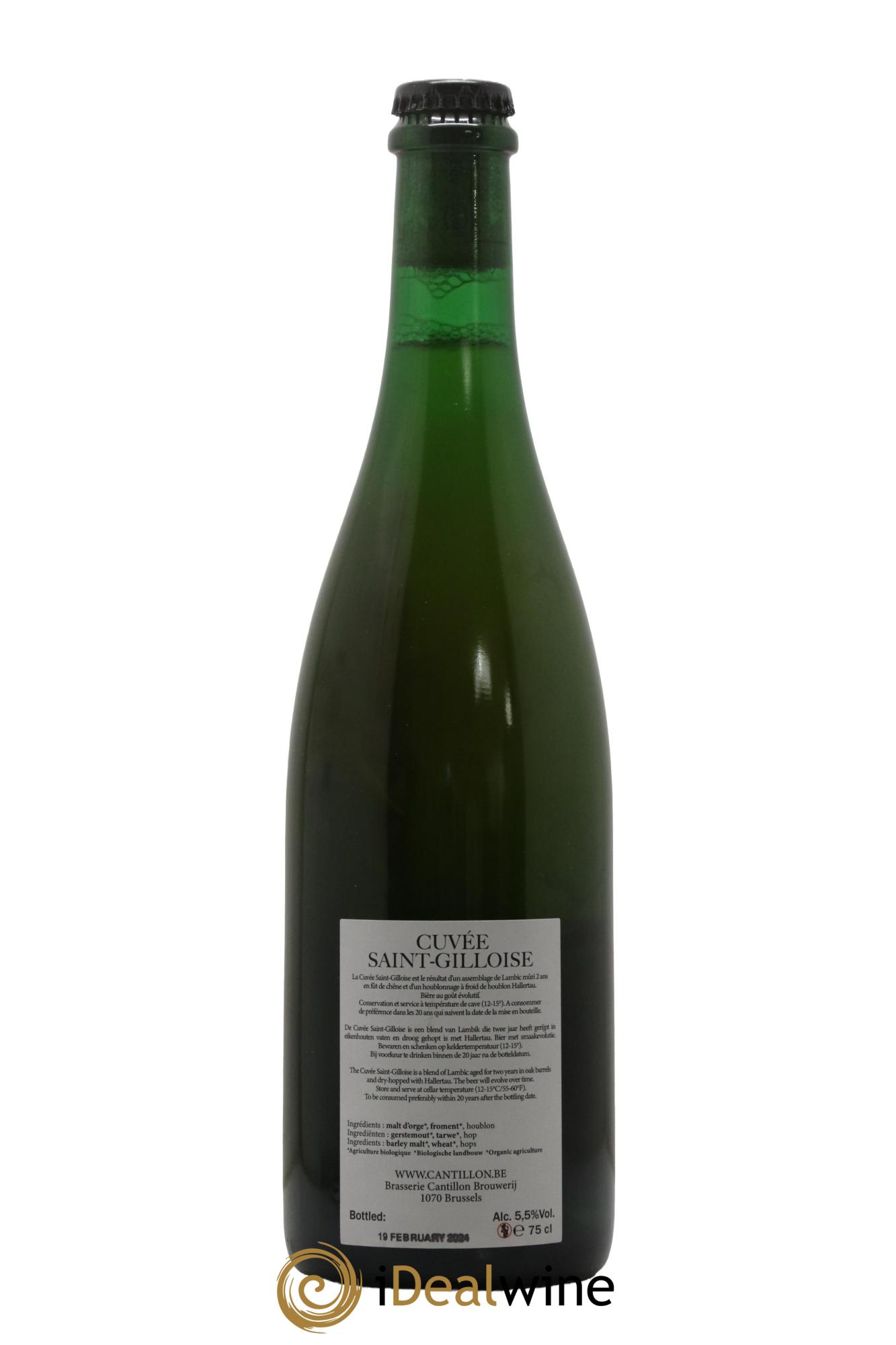 Bière cuvée Saint-Gilloise Gueuze Cantillon - Lot de 1 bouteille - 1