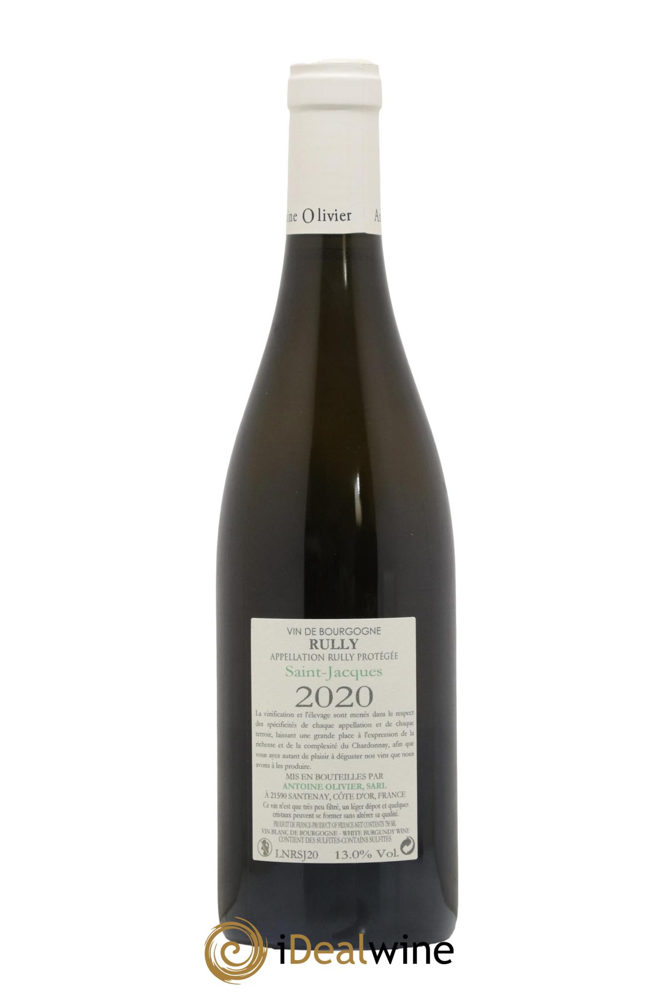 Rully Saint Jacques Domaine Antoine Olivier 2020 - Lot de 1 bouteille - 1