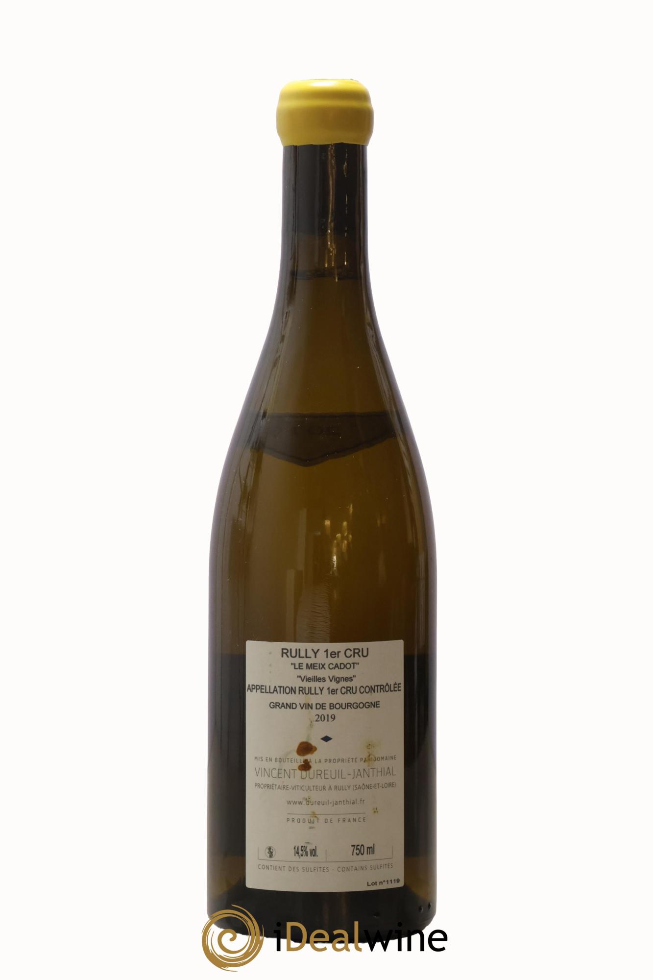 Rully 1er Cru Le Meix Cadot Vieilles Vignes Vincent Dureuil-Janthial 2019 - Lot de 1 bouteille - 1