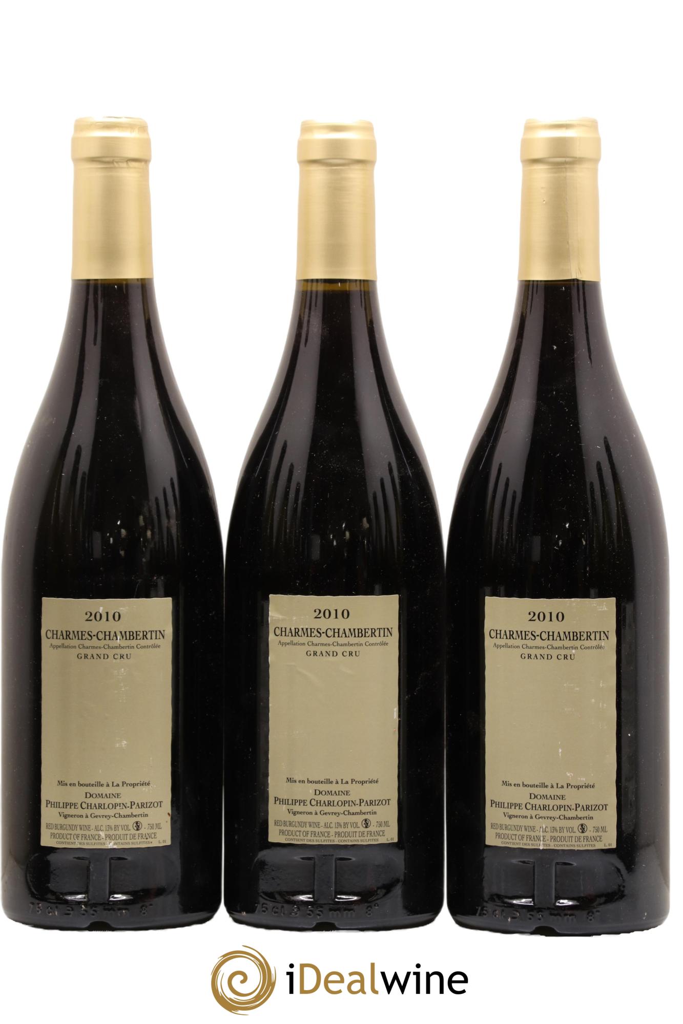 Charmes-Chambertin Grand Cru Charlopin-Parizot 2010 - Lot de 3 bouteilles - 1